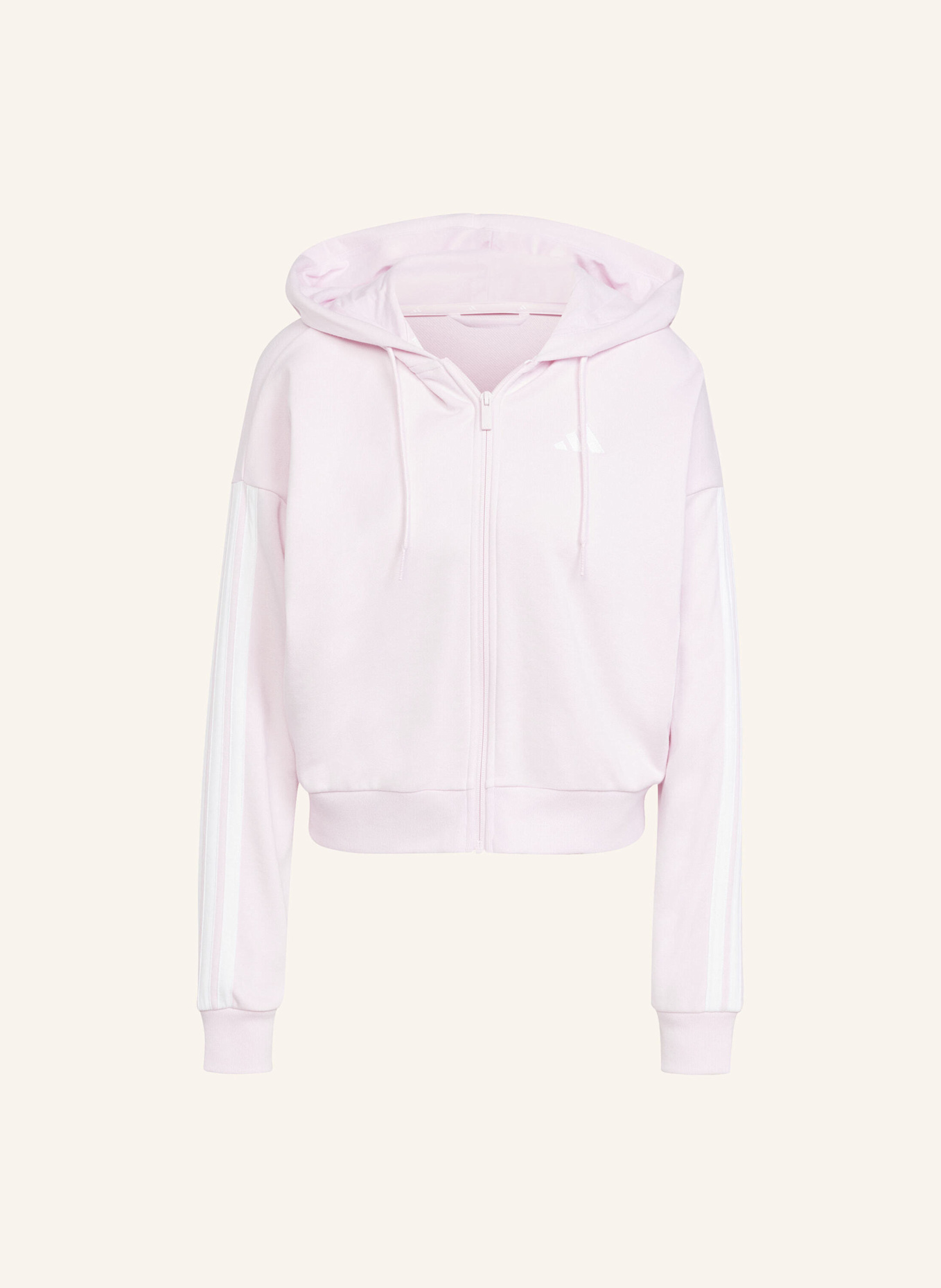 adidas ESSENTIALS 3-STREIFEN FRENCH TERRY KAPUZENJACKE: WEISS
