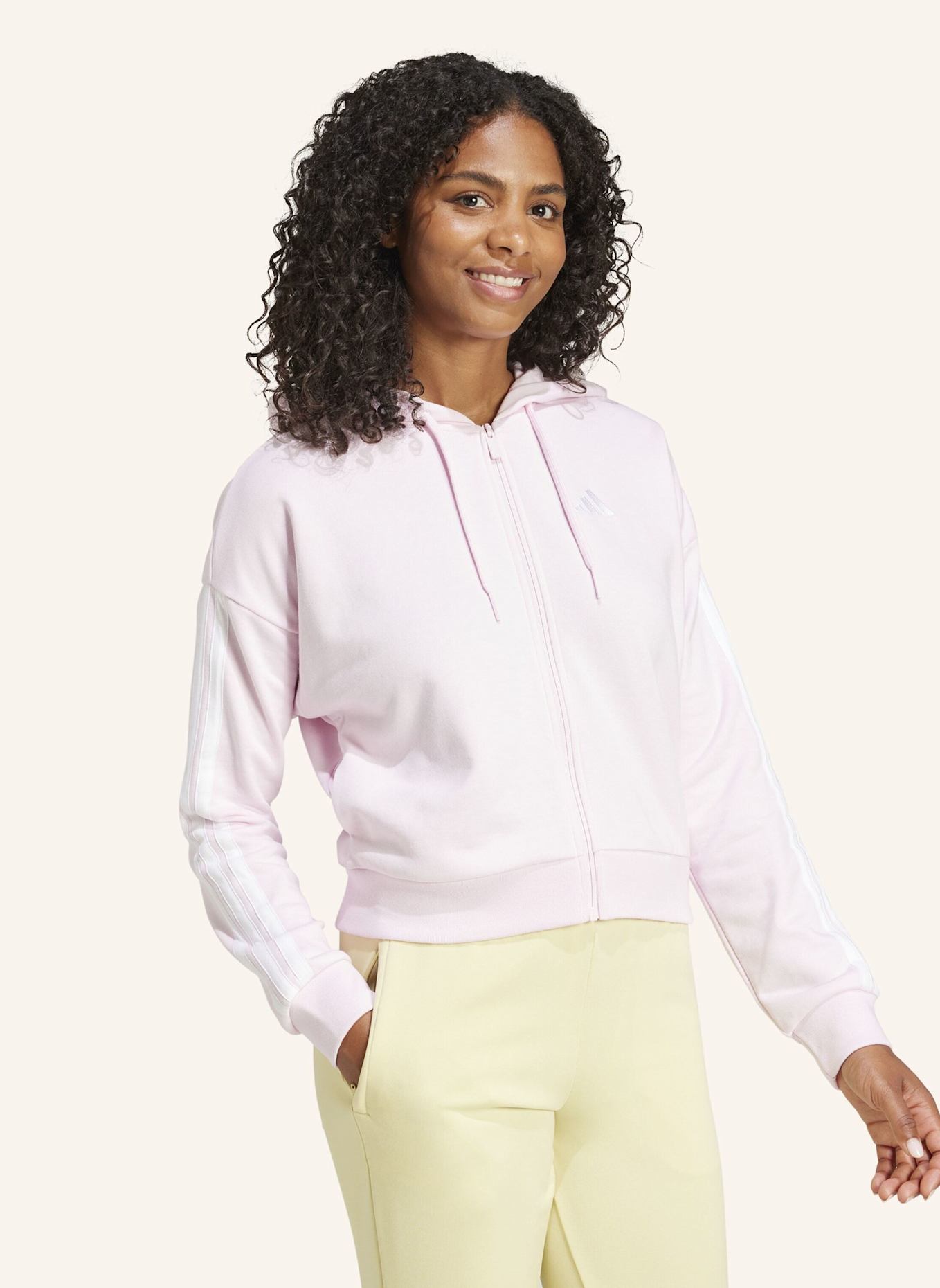 adidas ESSENTIALS 3-STREIFEN FRENCH TERRY KAPUZENJACKE: WEISS