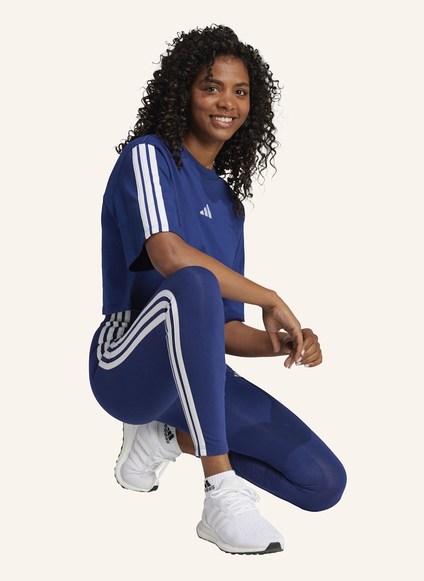 adidas Tights ESSENTIALS 3-STREIFEN: BLAU/ WEISS
