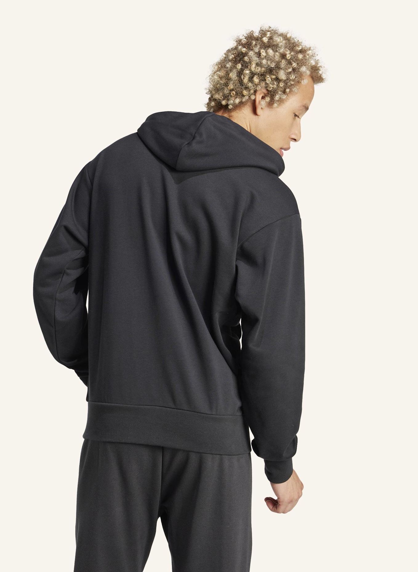 adidas ESSENTIALS BIG LOGO FRENCH TERRY HOODIE: SCHWARZ/ WEISS