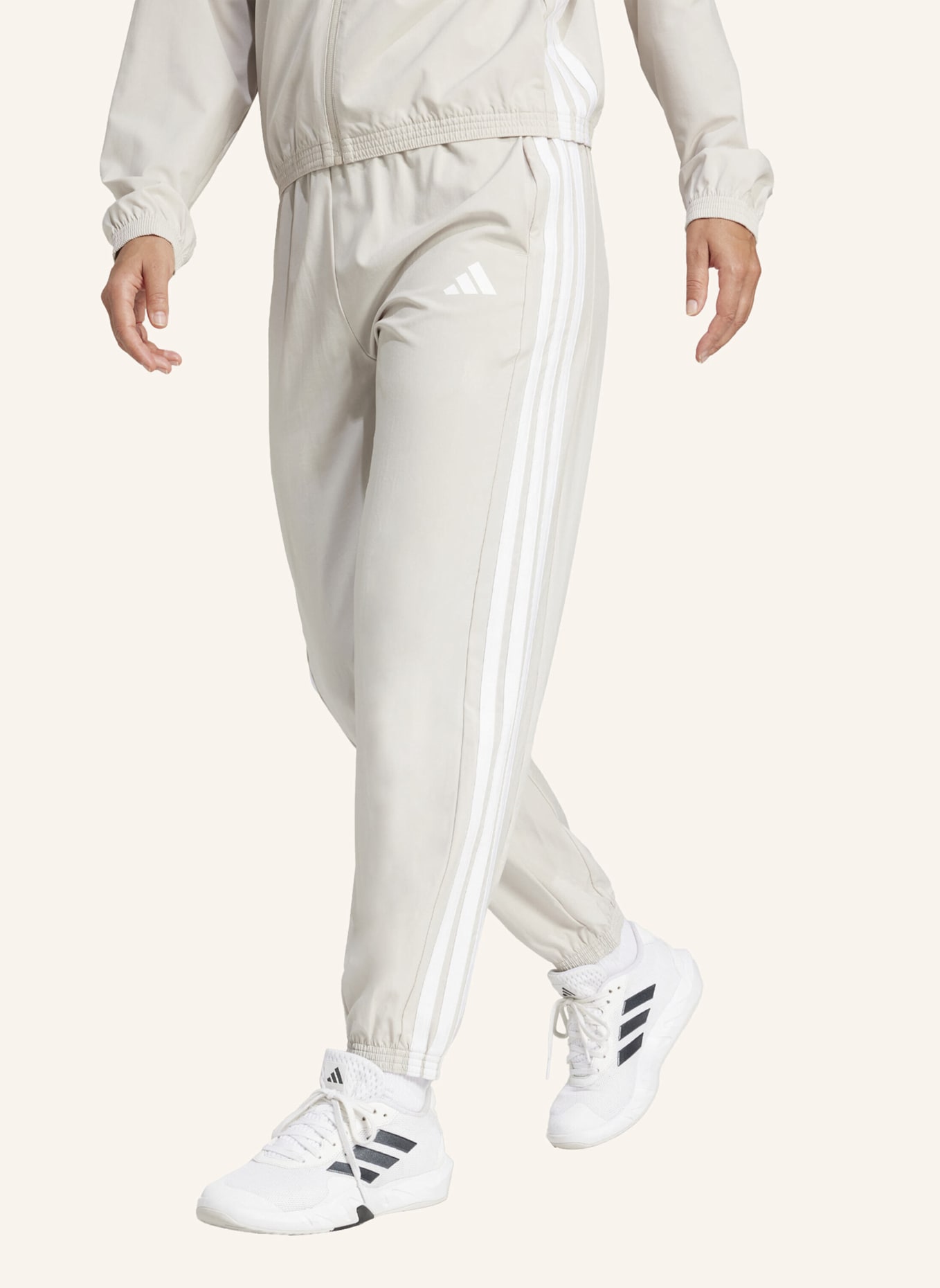 adidas Track Pants ESSENTIALS 3-STREIFEN: BEIGE/ WEISS