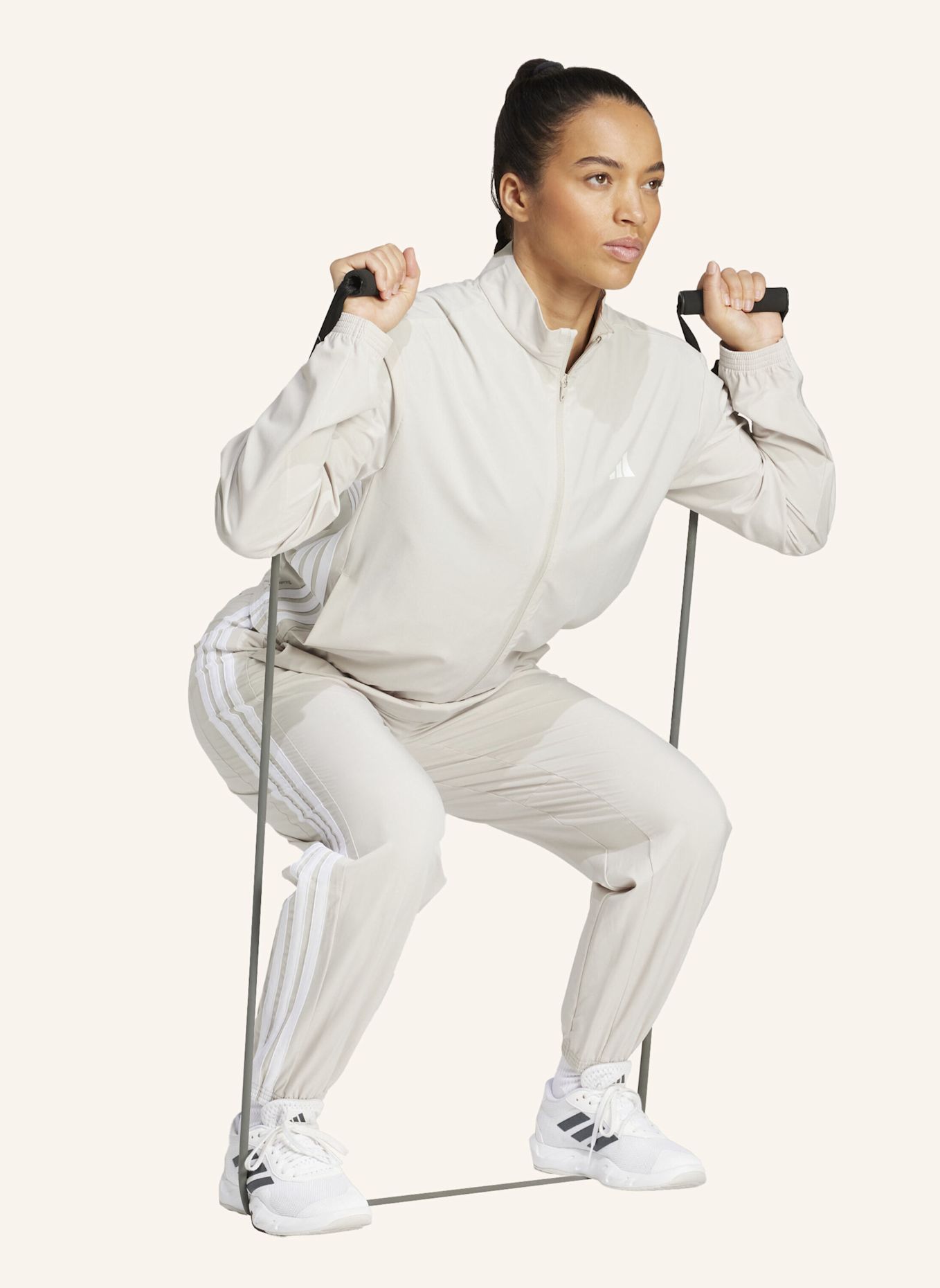 adidas Track Pants ESSENTIALS 3-STREIFEN: BEIGE/ WEISS