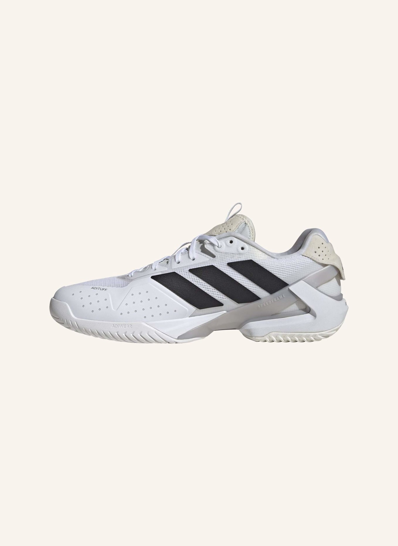 adidas ADIZERO UBERSONIC 5 TENNISSCHUH: WEISS/ SCHWARZ/ SILBER