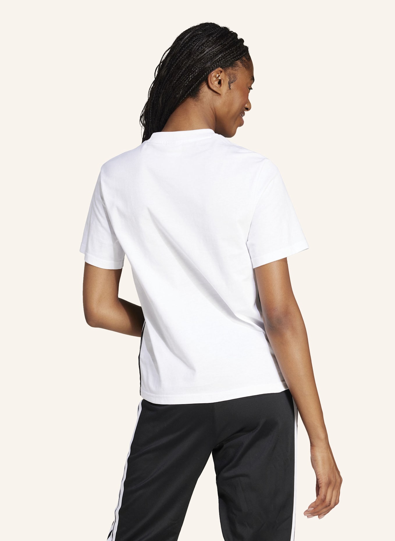 adidas T-Shirt ESSENTIALS 3-STREIFEN: WEISS/ SCHWARZ