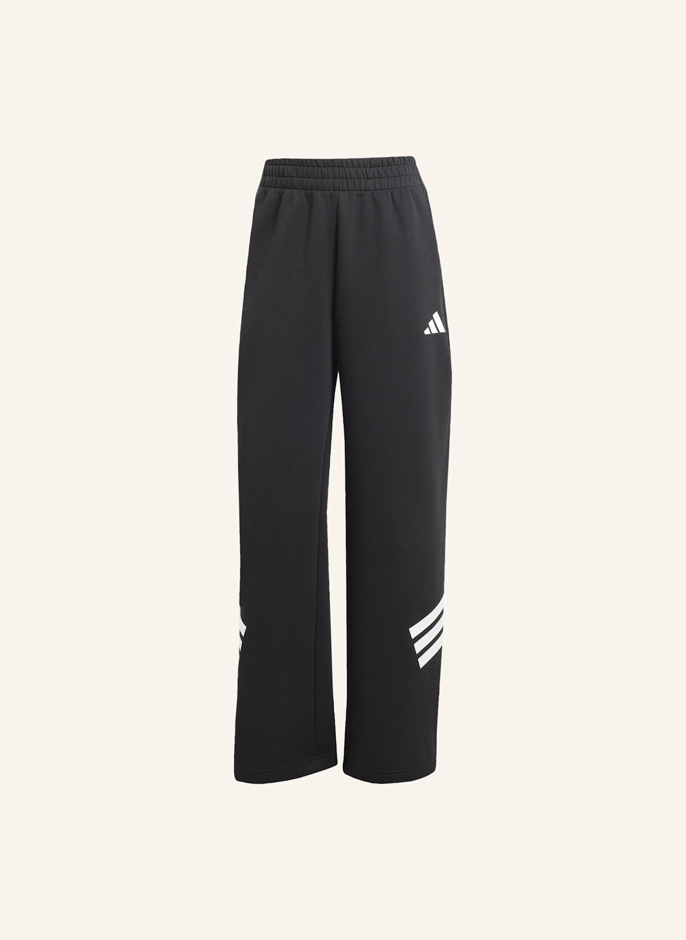 adidas FUTURE ICONS 3-STREIFEN OPEN-HEM HOSE: SCHWARZ