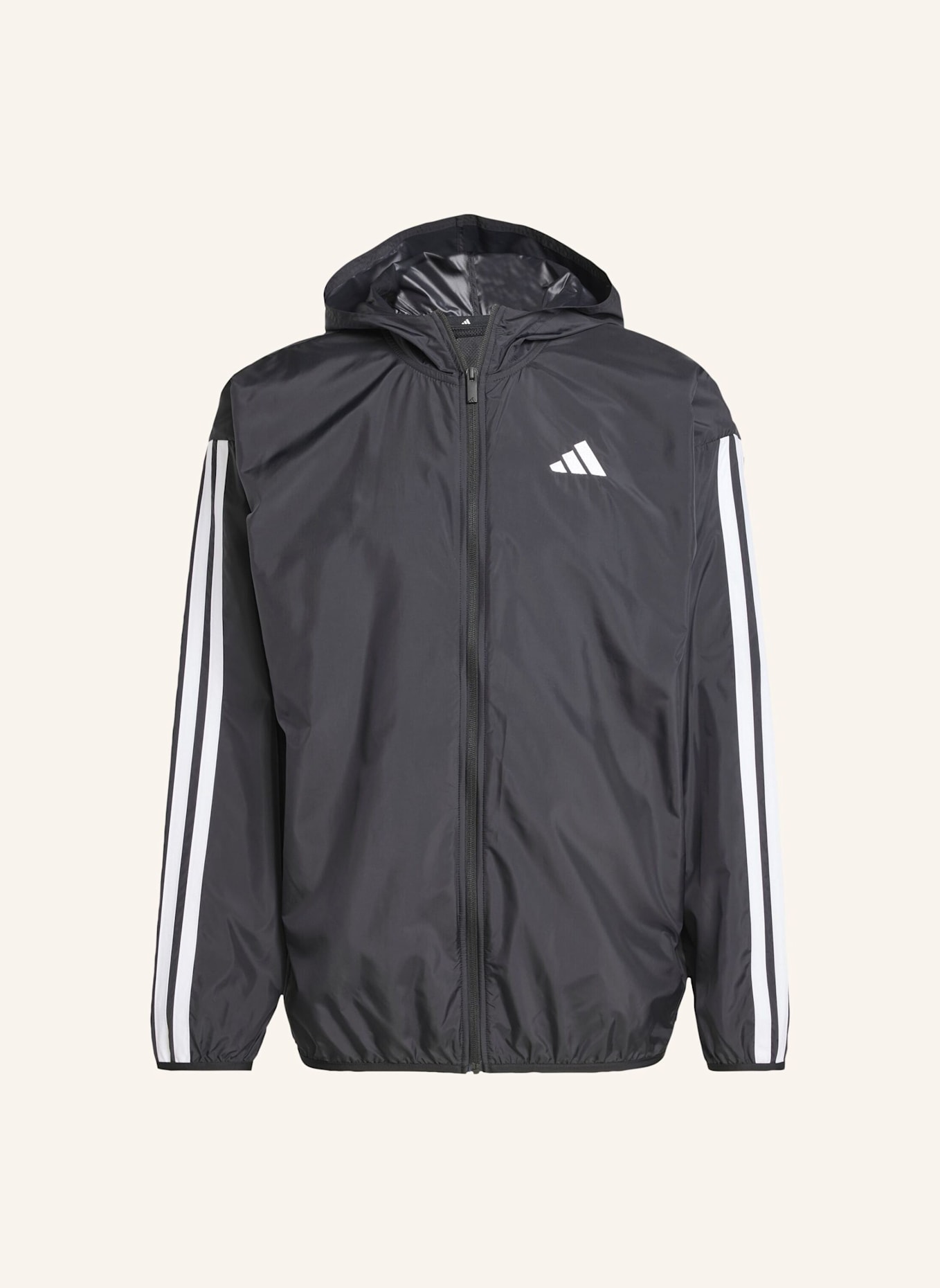 adidas ESSENTIALS 3-STREIFEN WINDBREAKER: SCHWARZ/ WEISS