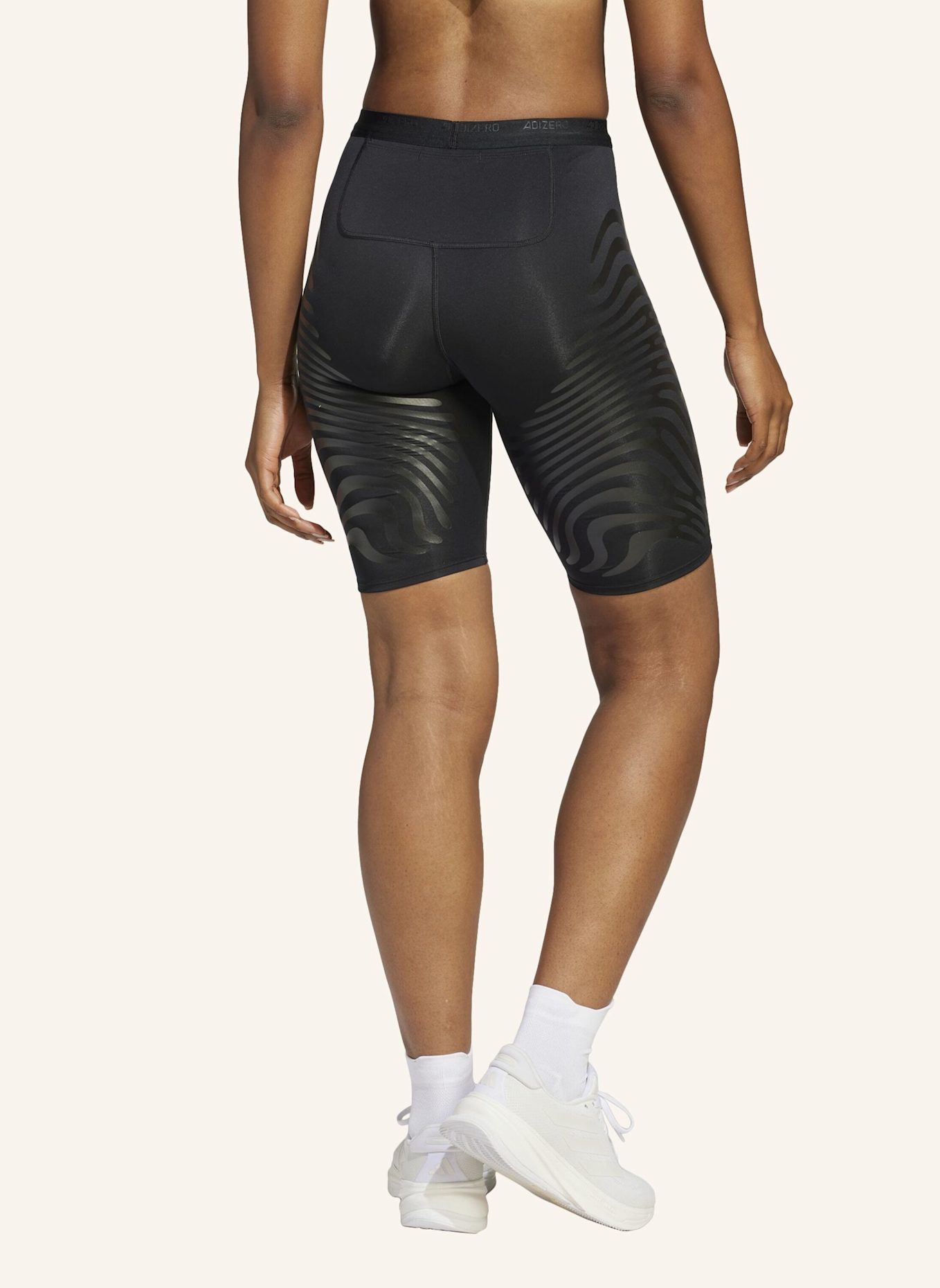 adidas ADIZERO CONTROL RUNNING KURZE LEGGINGS: SCHWARZ