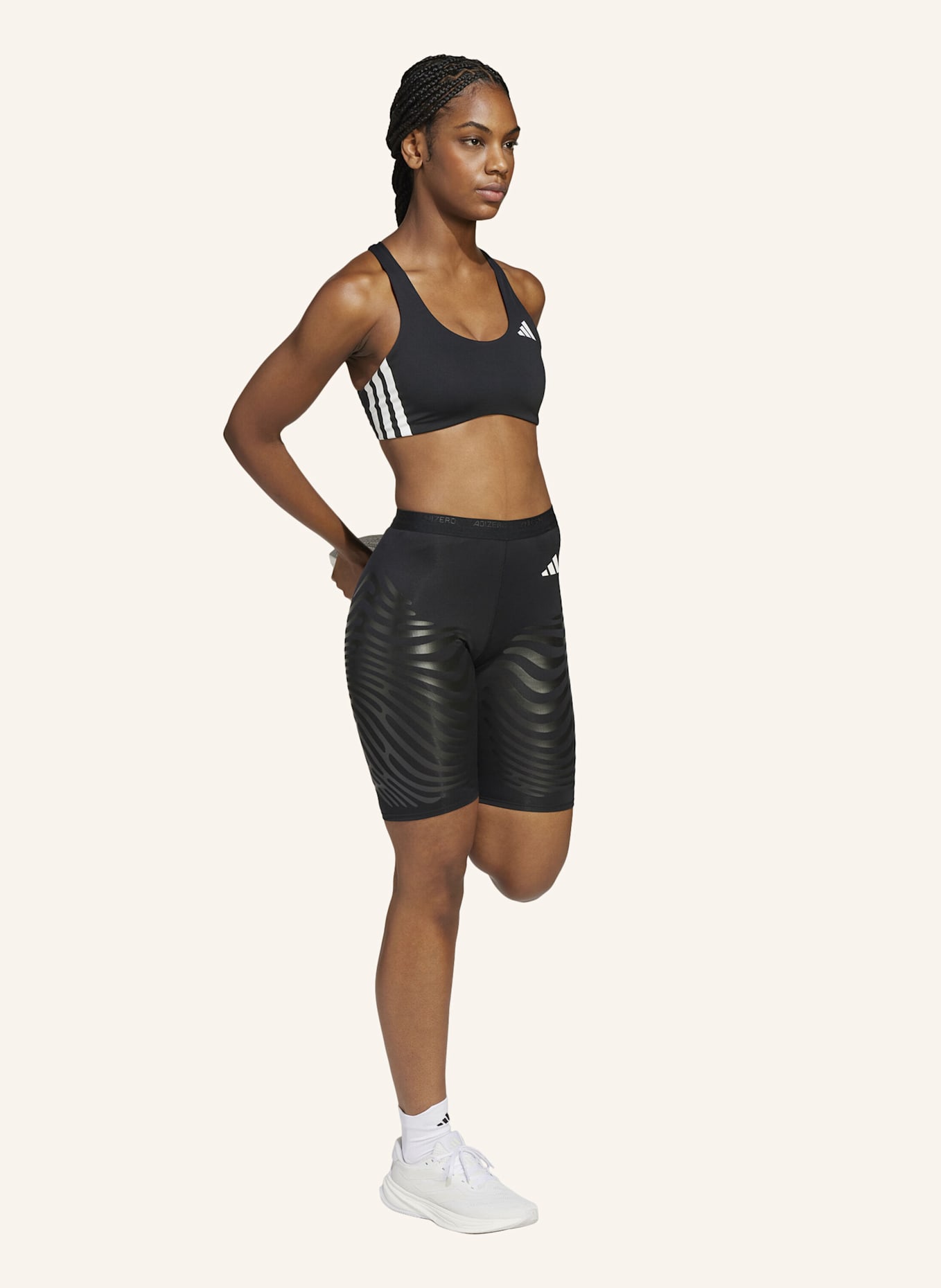 adidas ADIZERO CONTROL RUNNING KURZE LEGGINGS: SCHWARZ