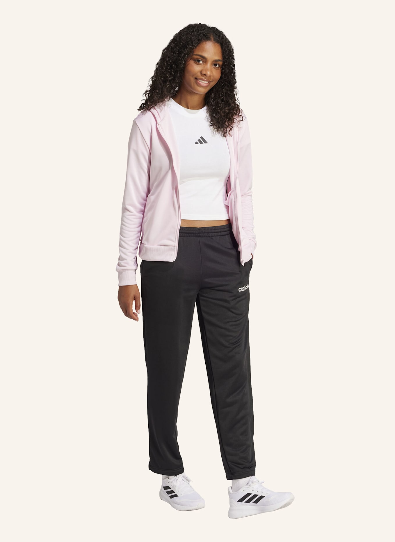 adidas ESSENTIALS LINEAR TRAININGSANZUG: ROSA