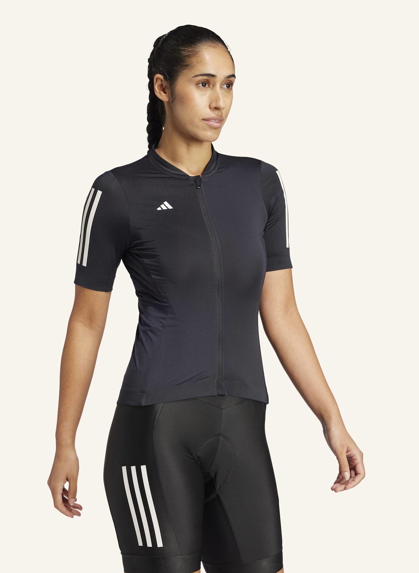 adidas TEMPO 3-STREIFEN RADTRIKOT: SCHWARZ