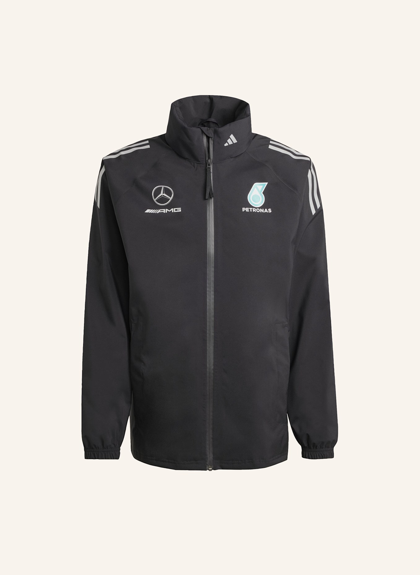 adidas MERCEDES - AMG PETRONAS FORMULA ONE TEAM MECHANICS REGENJACKE: SCHWARZ/ SILBER