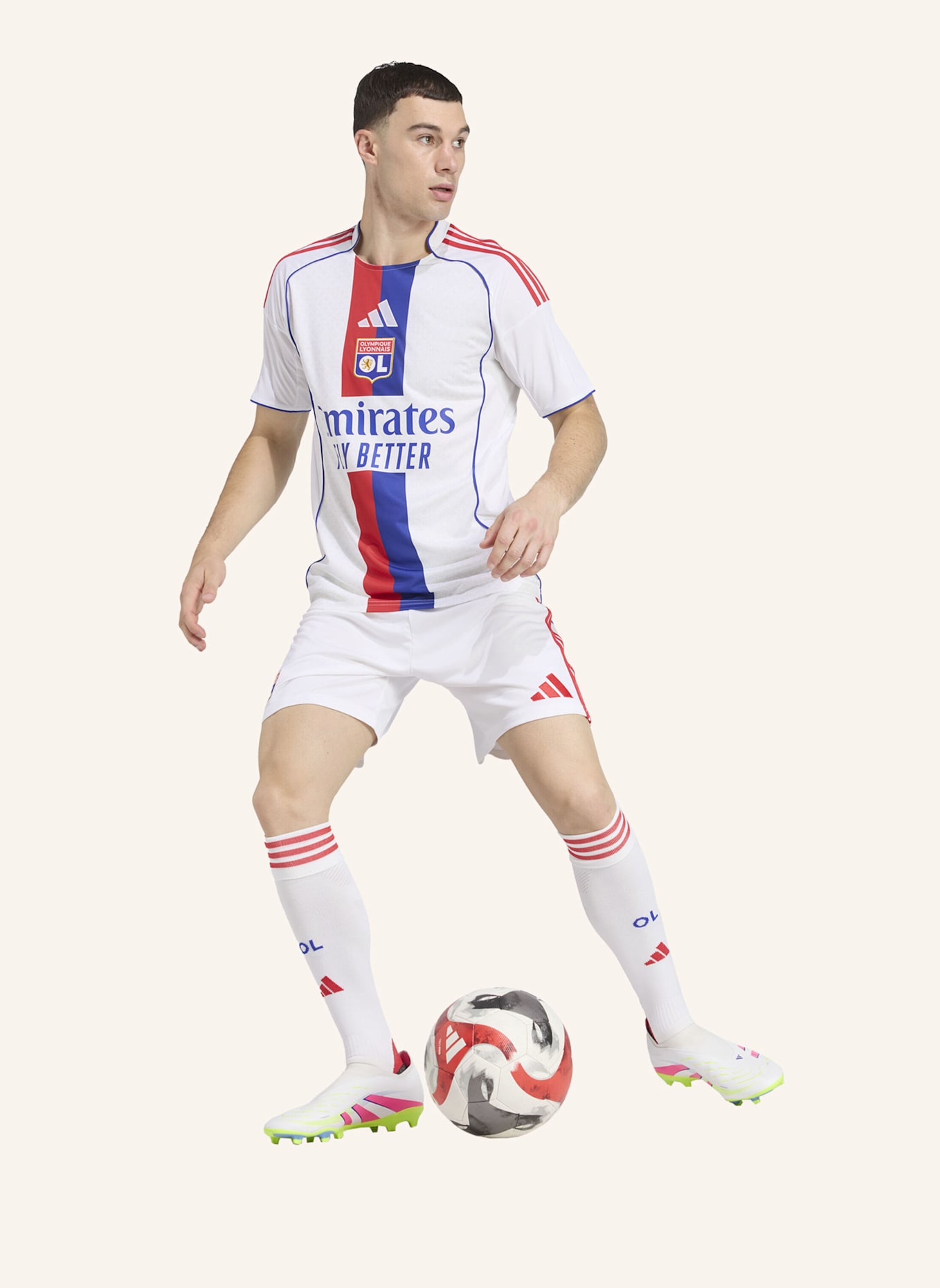 adidas OLYMPIQUE LYONNAIS 25/26 HEIMTRIKOT: WEISS