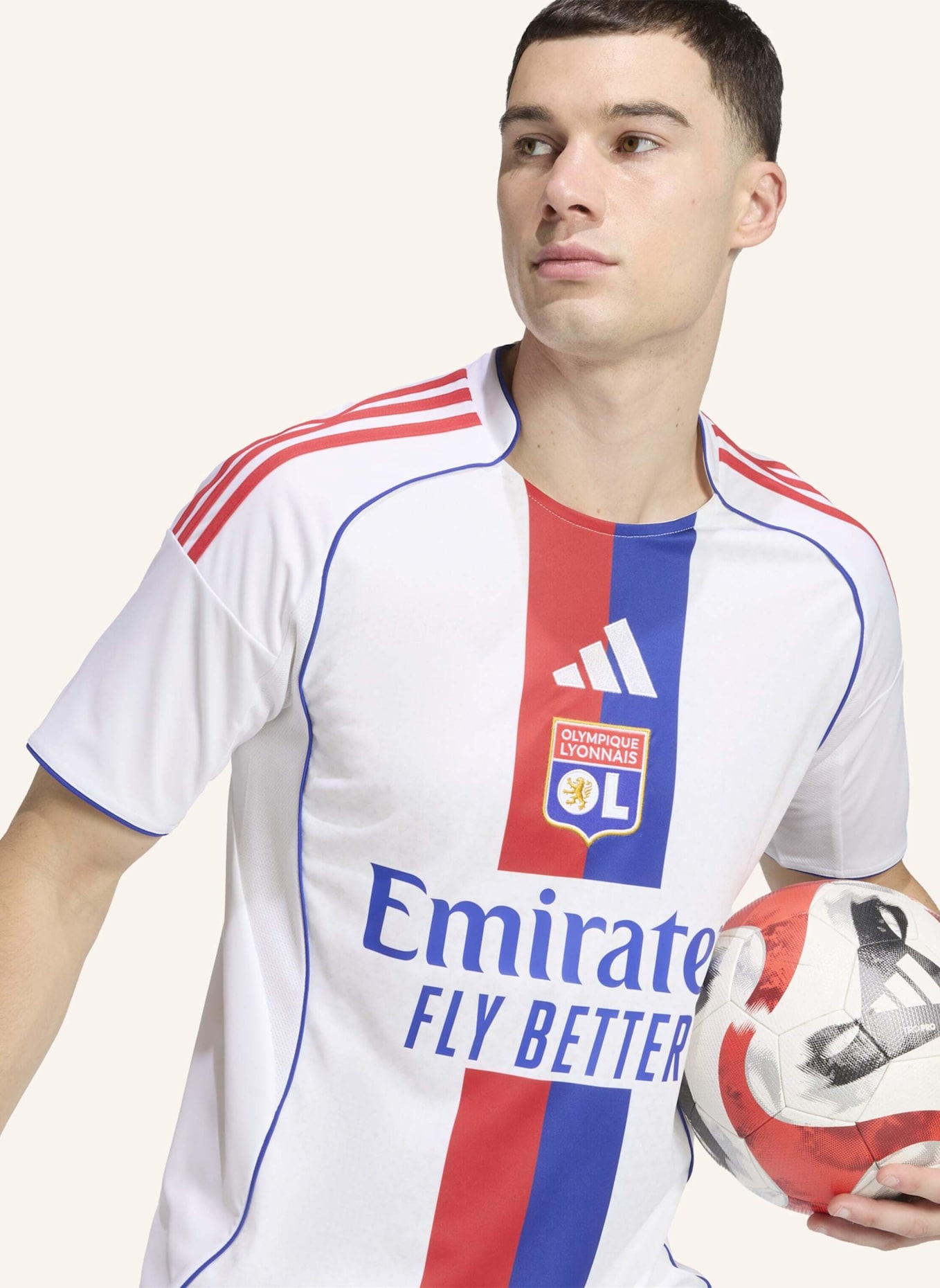 adidas OLYMPIQUE LYONNAIS 25/26 HEIMTRIKOT: WEISS