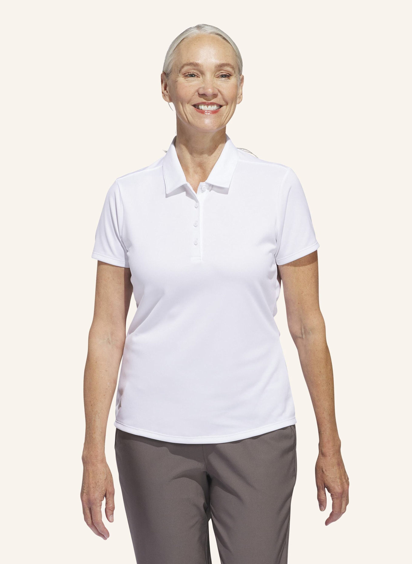 adidas SOLID PERFORMANCE SHORT SLEEVE POLOSHIRT FÜR DAMEN: WEISS