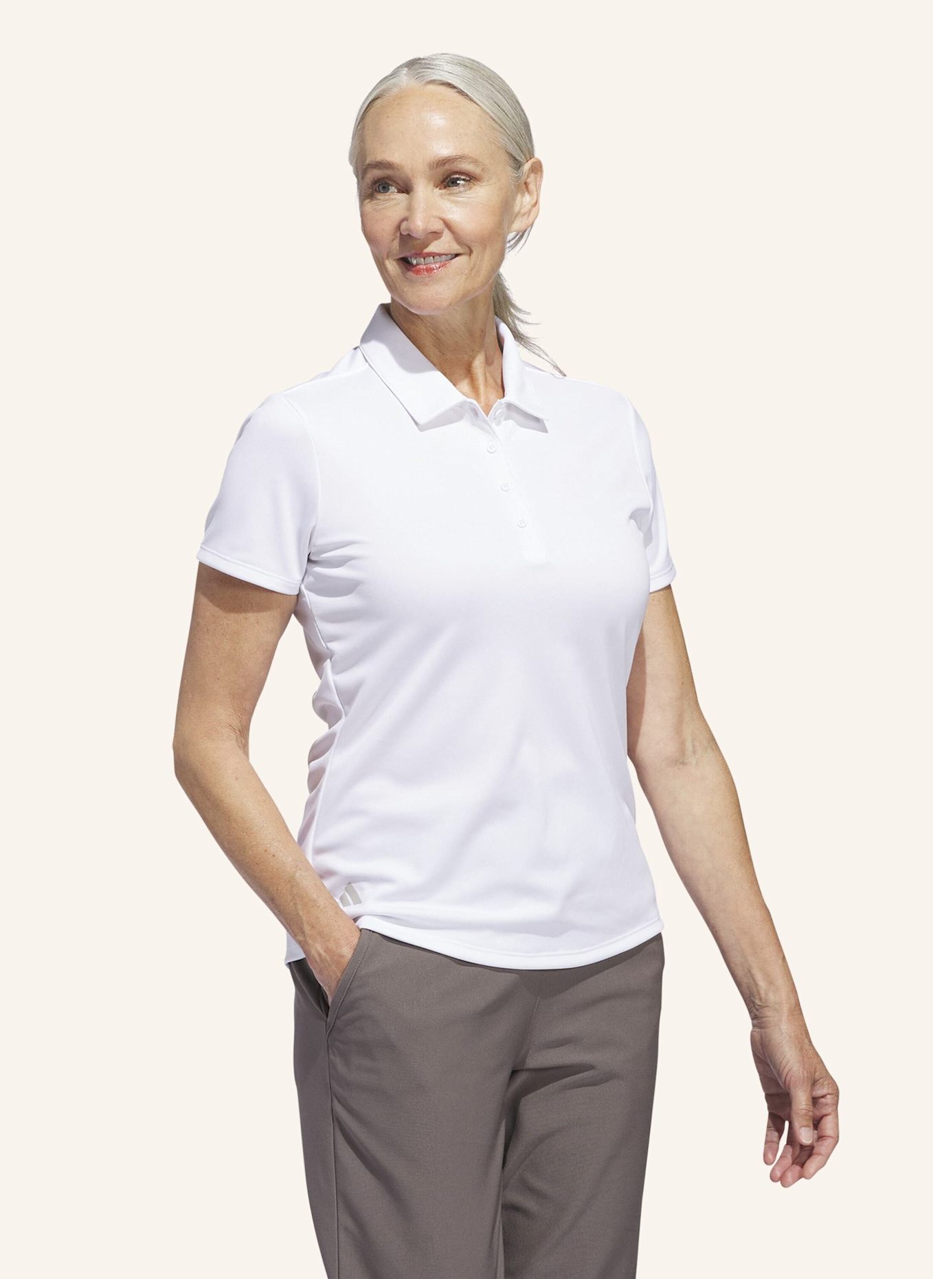 adidas SOLID PERFORMANCE SHORT SLEEVE POLOSHIRT FÜR DAMEN: WEISS
