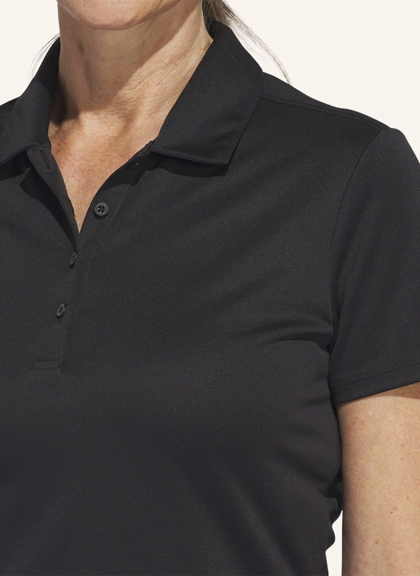 adidas SOLID PERFORMANCE SHORT SLEEVE POLOSHIRT FÜR DAMEN: SCHWARZ