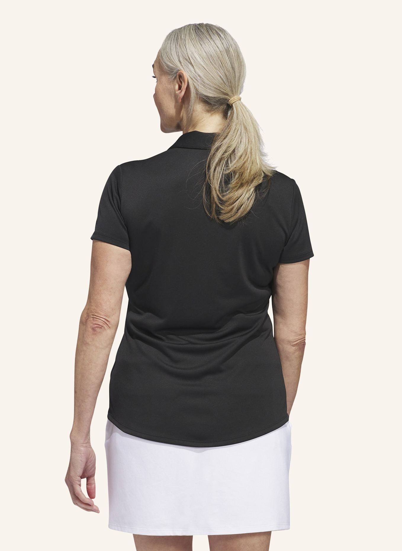 adidas SOLID PERFORMANCE SHORT SLEEVE POLOSHIRT FÜR DAMEN: SCHWARZ