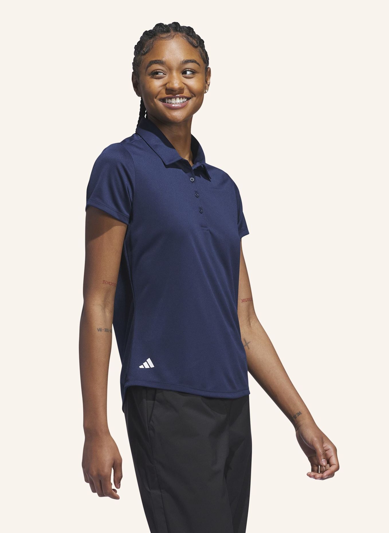 adidas SOLID PERFORMANCE SHORT SLEEVE POLOSHIRT FÜR DAMEN: BLAU
