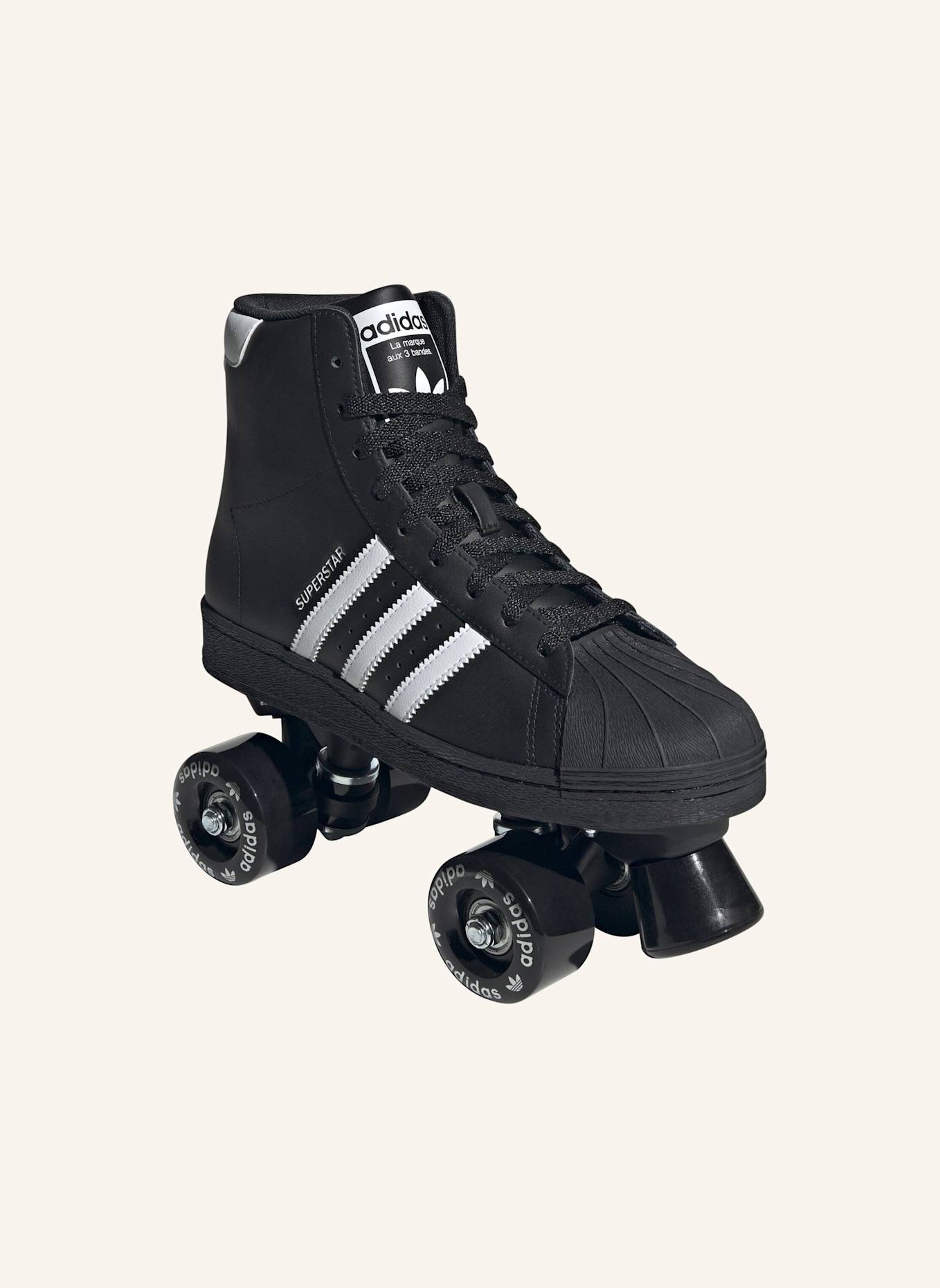 adidas Originals SUPERSTAR 82 ROLLSCHUH: SCHWARZ/ WEISS/ SILBER