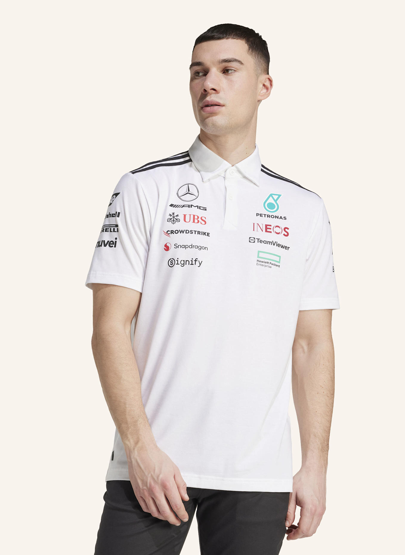 adidas MERCEDES - AMG PETRONAS FORMULA ONE TEAM POLOSHIRT: WEISS/ SCHWARZ