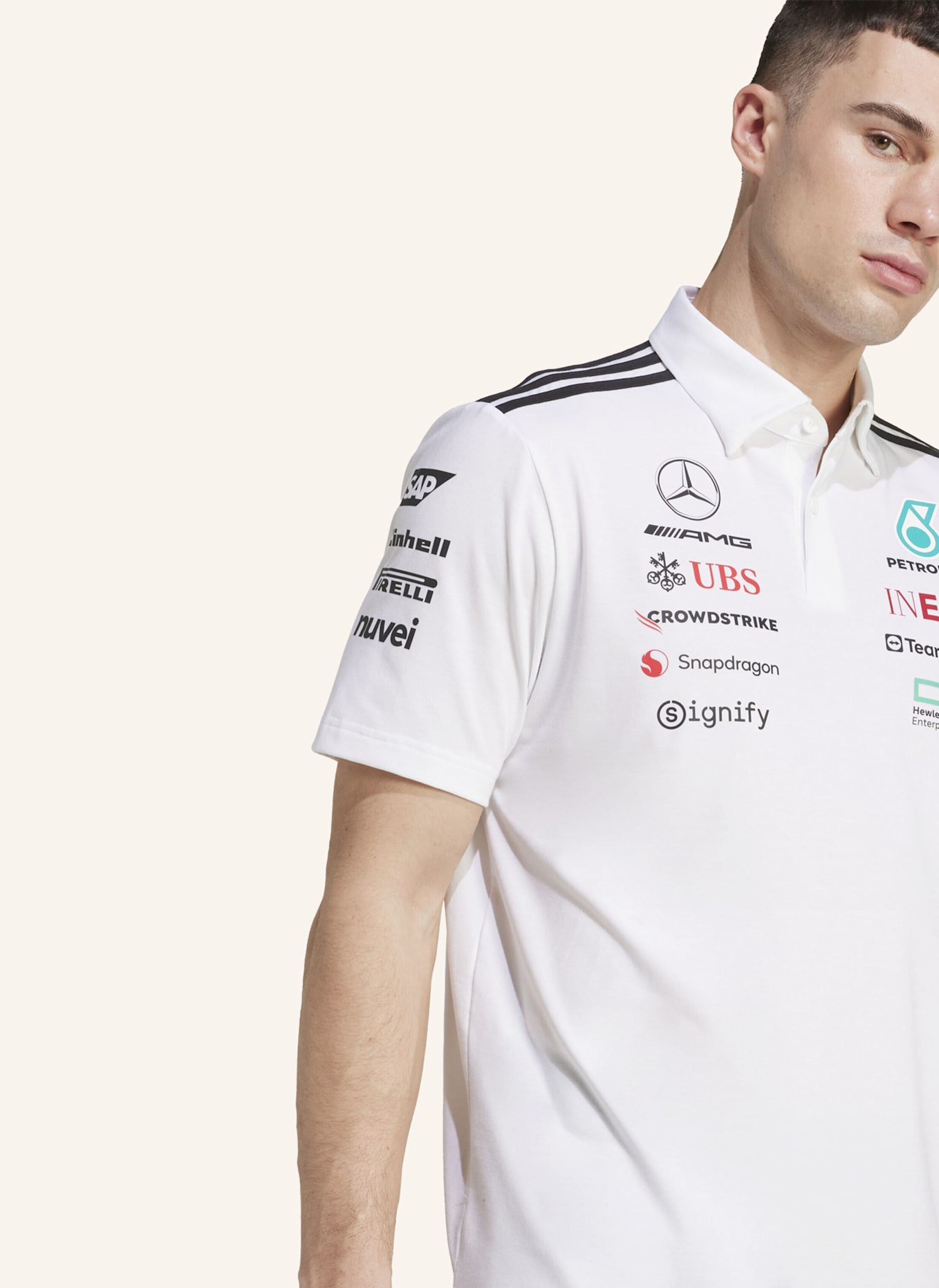 adidas MERCEDES - AMG PETRONAS FORMULA ONE TEAM POLOSHIRT: WEISS/ SCHWARZ