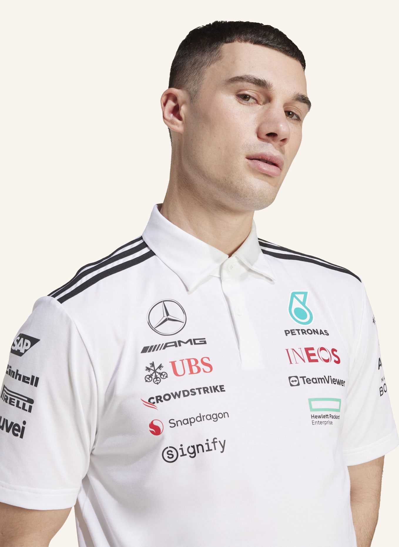 adidas MERCEDES - AMG PETRONAS FORMULA ONE TEAM POLOSHIRT: WEISS/ SCHWARZ