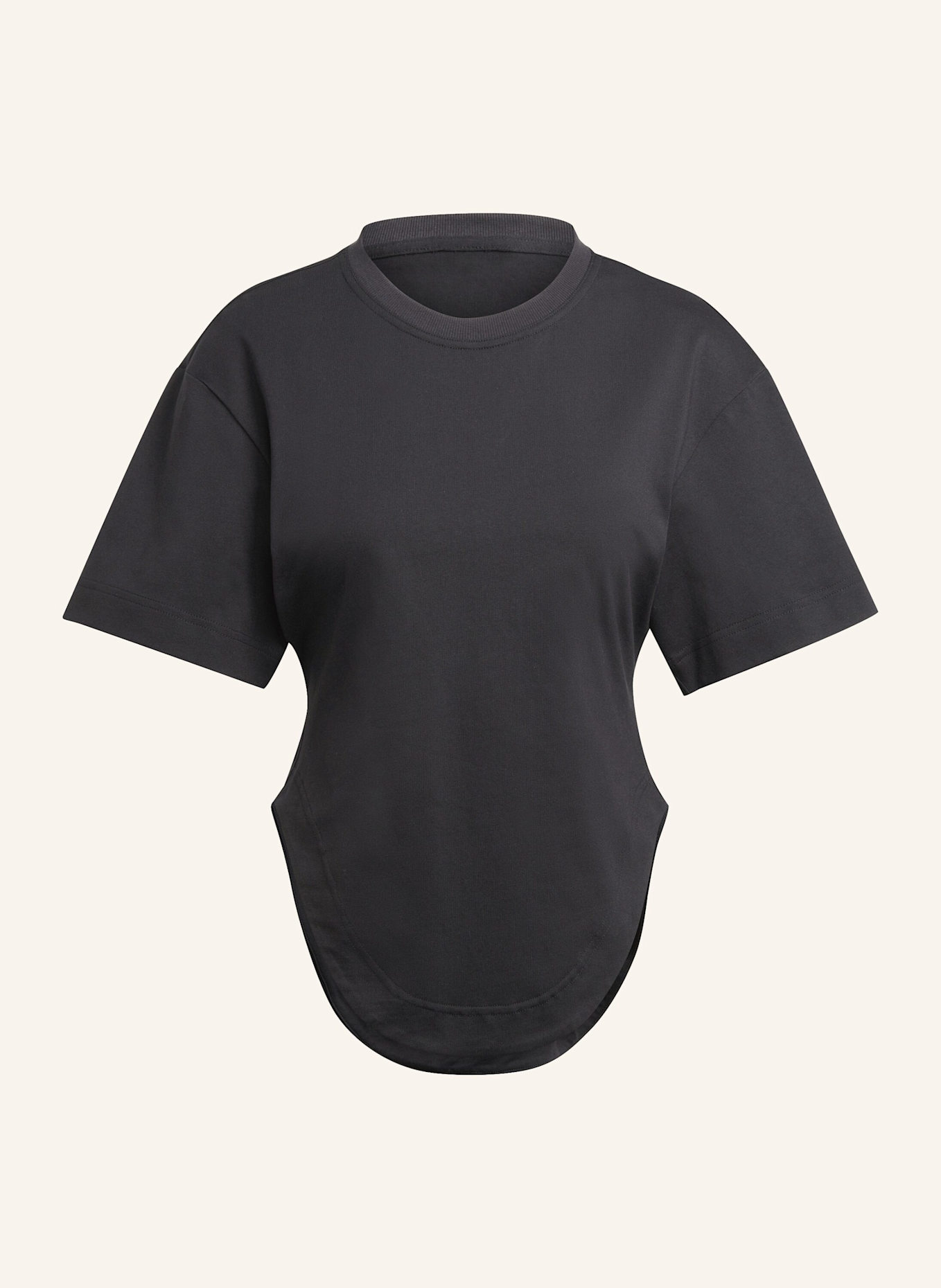 adidas by Stella McCartney ADIDAS BY STELLA MCCARTNEY SPORTSWEAR CURVED HEM T-SHIRT: SCHWARZ
