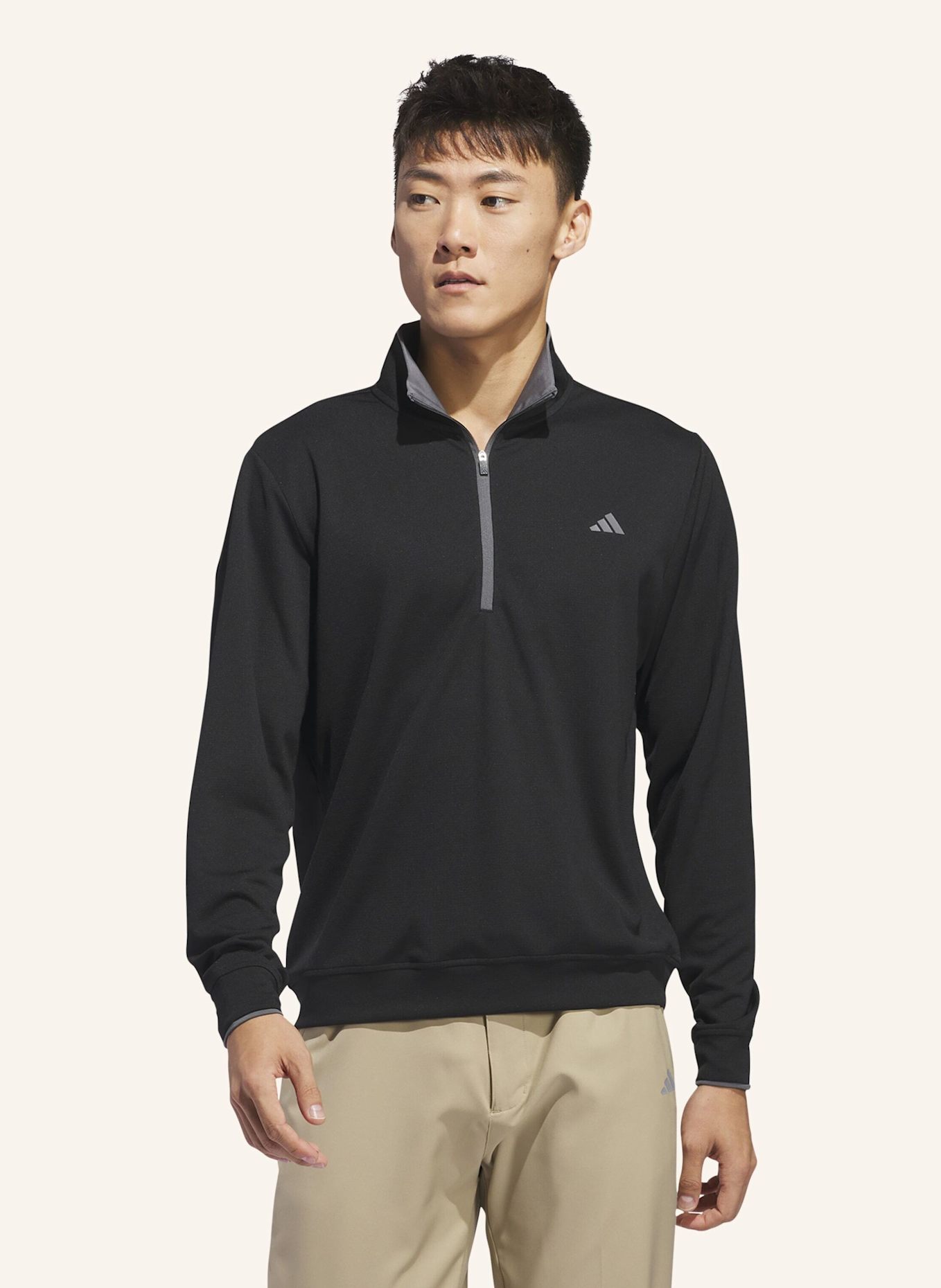 adidas LIGHTWEIGHT HALF-ZIP OBERTEIL: SCHWARZ