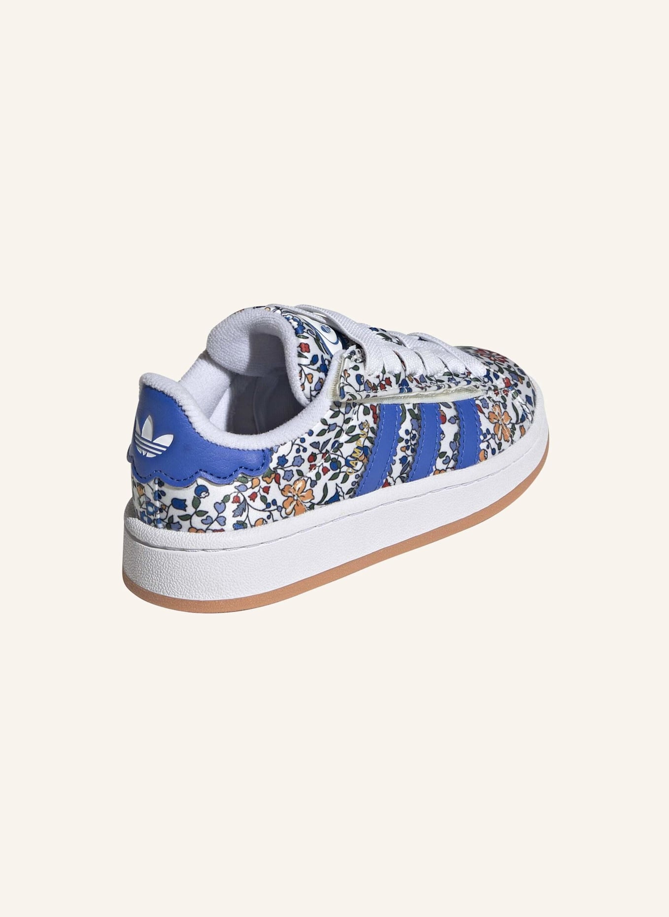 adidas Originals CAMPUS 00S X LIBERTY LONDON COMFORT CLOSURE ELASTIC LACE KINDERSCHUH: BLAU/ WEISS