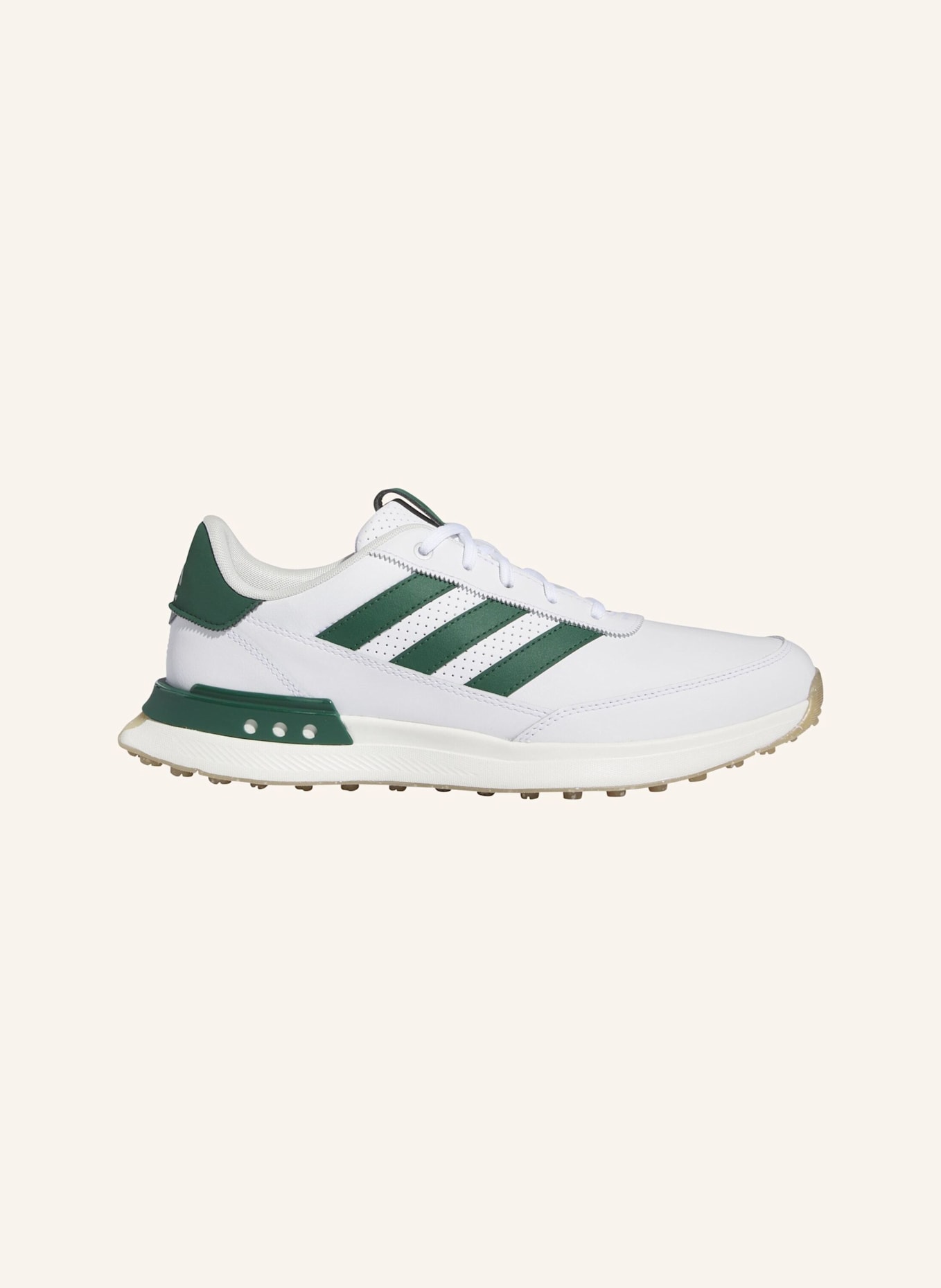 adidas S2G SPIKELESS LEATHER 24 GOLFSCHUH: WEISS/ GRÜN/ BEIGE