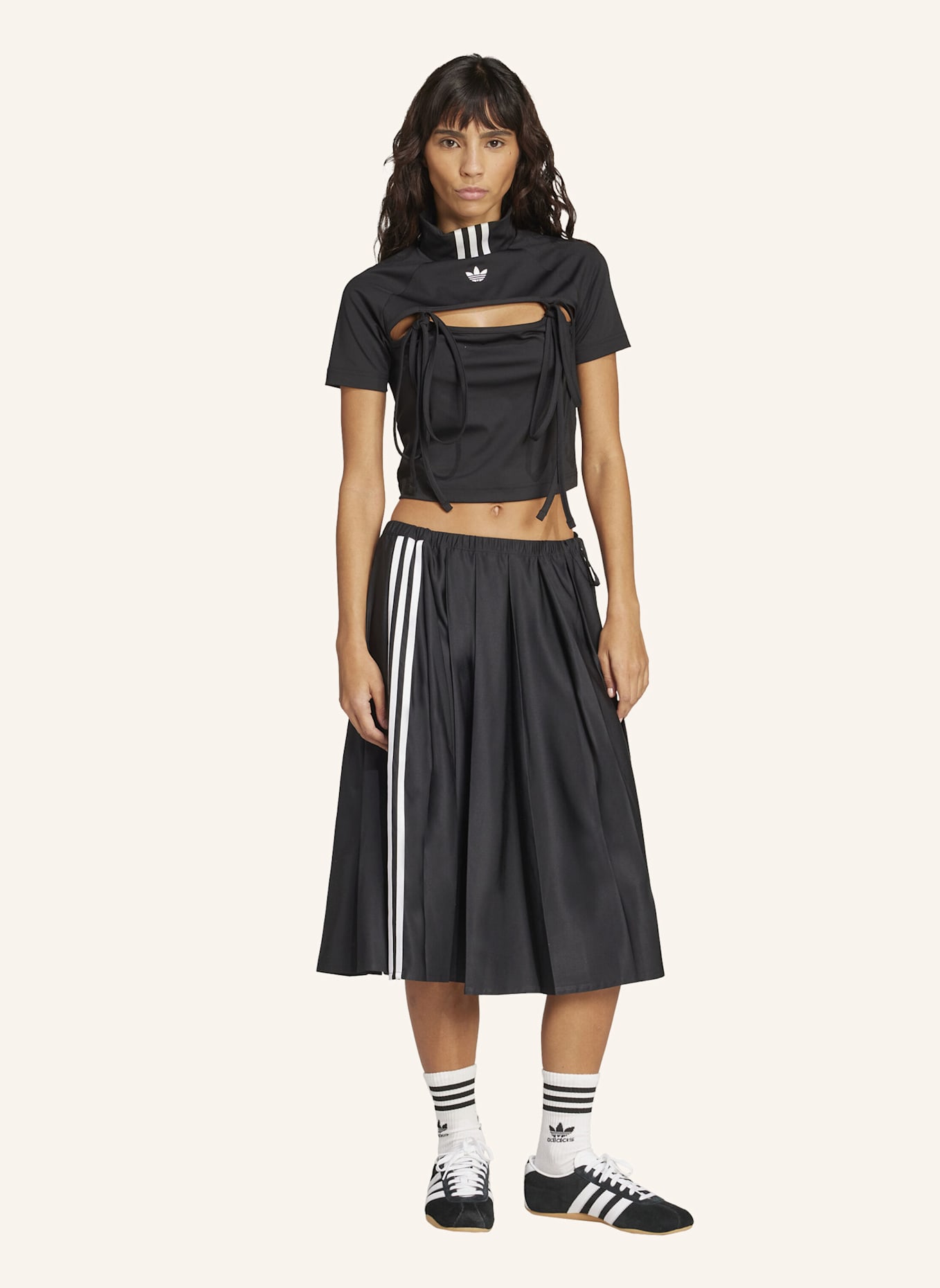 adidas Originals RIBBON PLEATED MAXIROCK: SCHWARZ