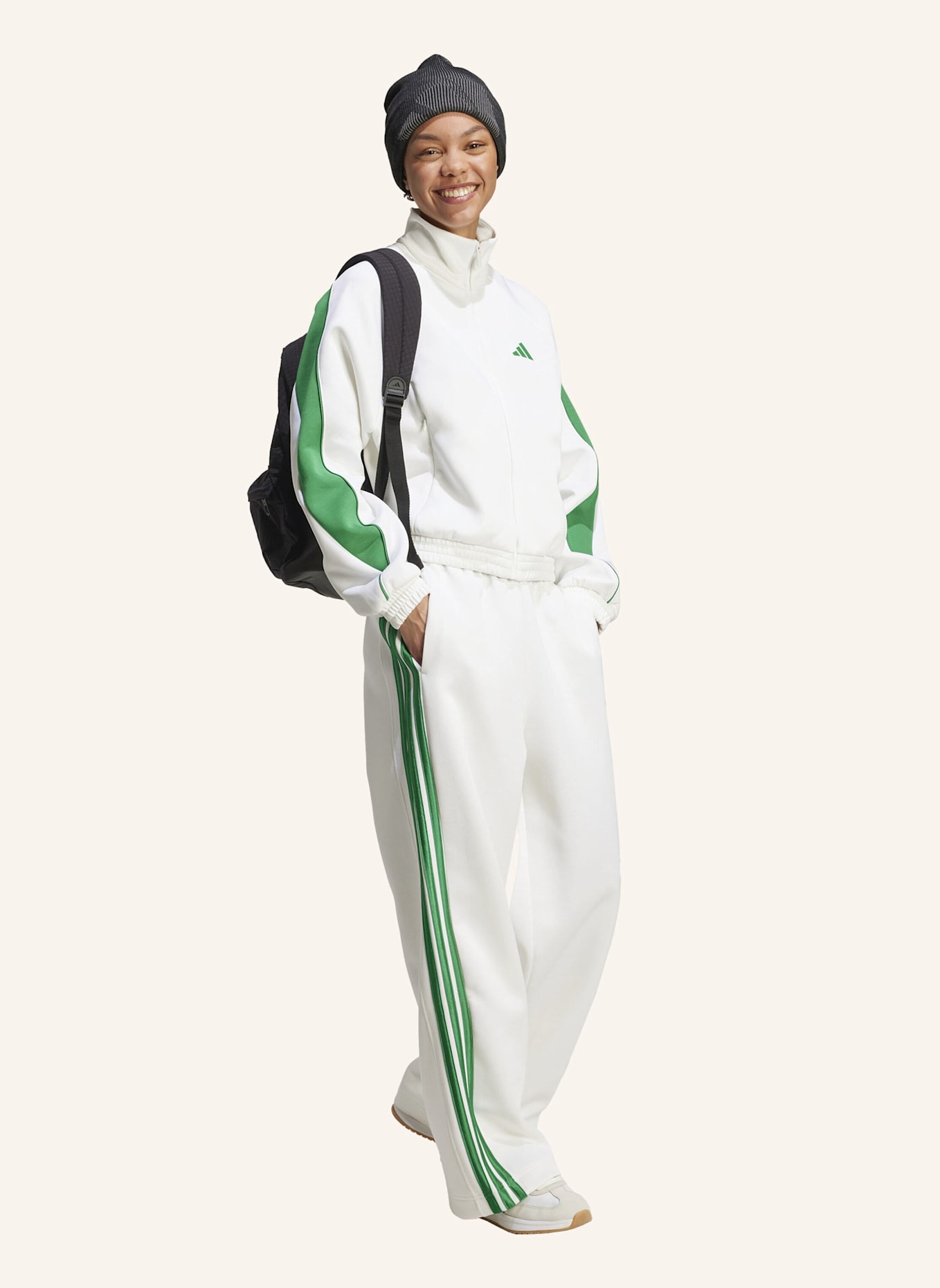 adidas STADIUM TRAININGSJACKE: WEISS/ GRÜN