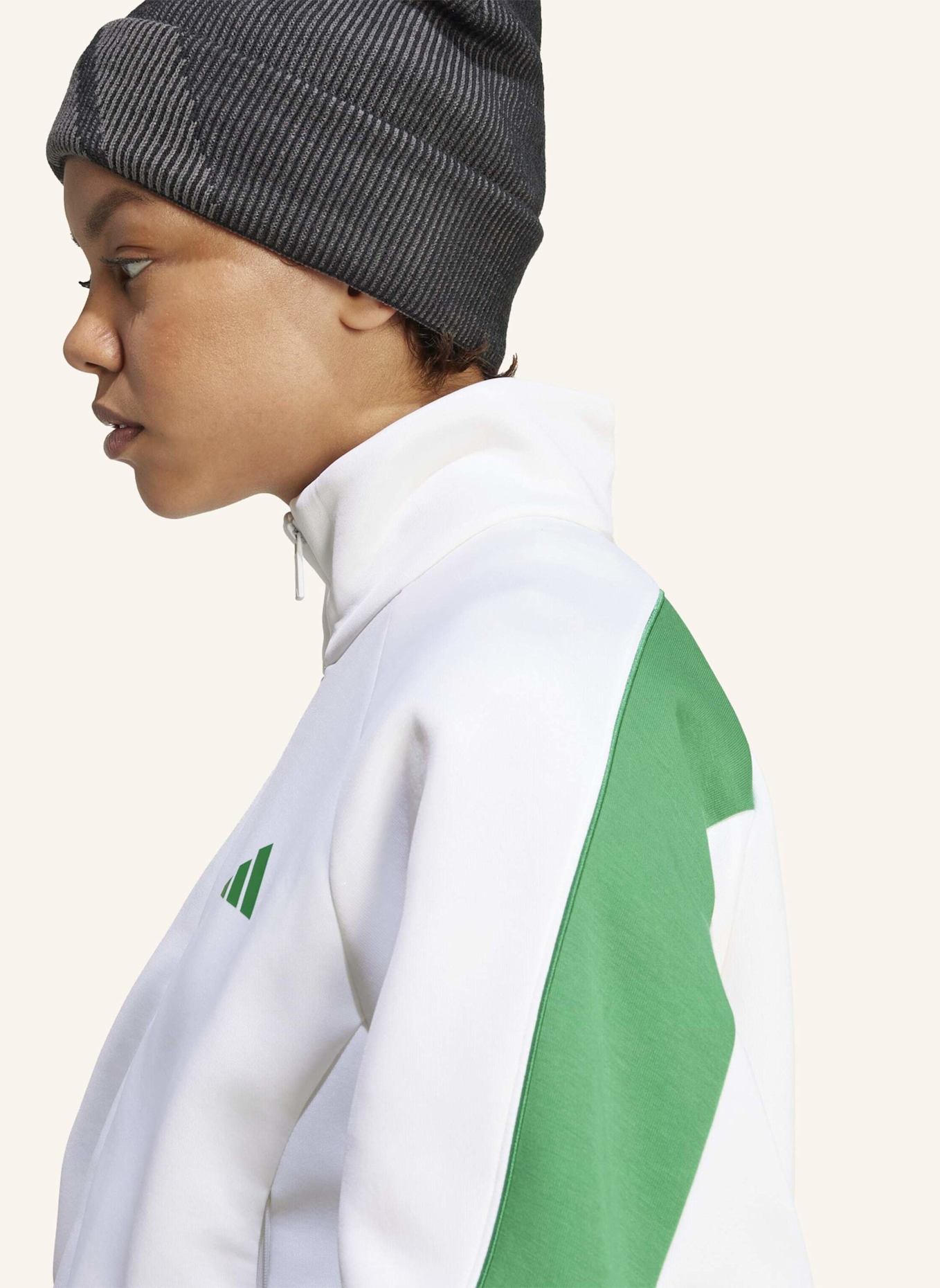 adidas STADIUM TRAININGSJACKE: WEISS/ GRÜN