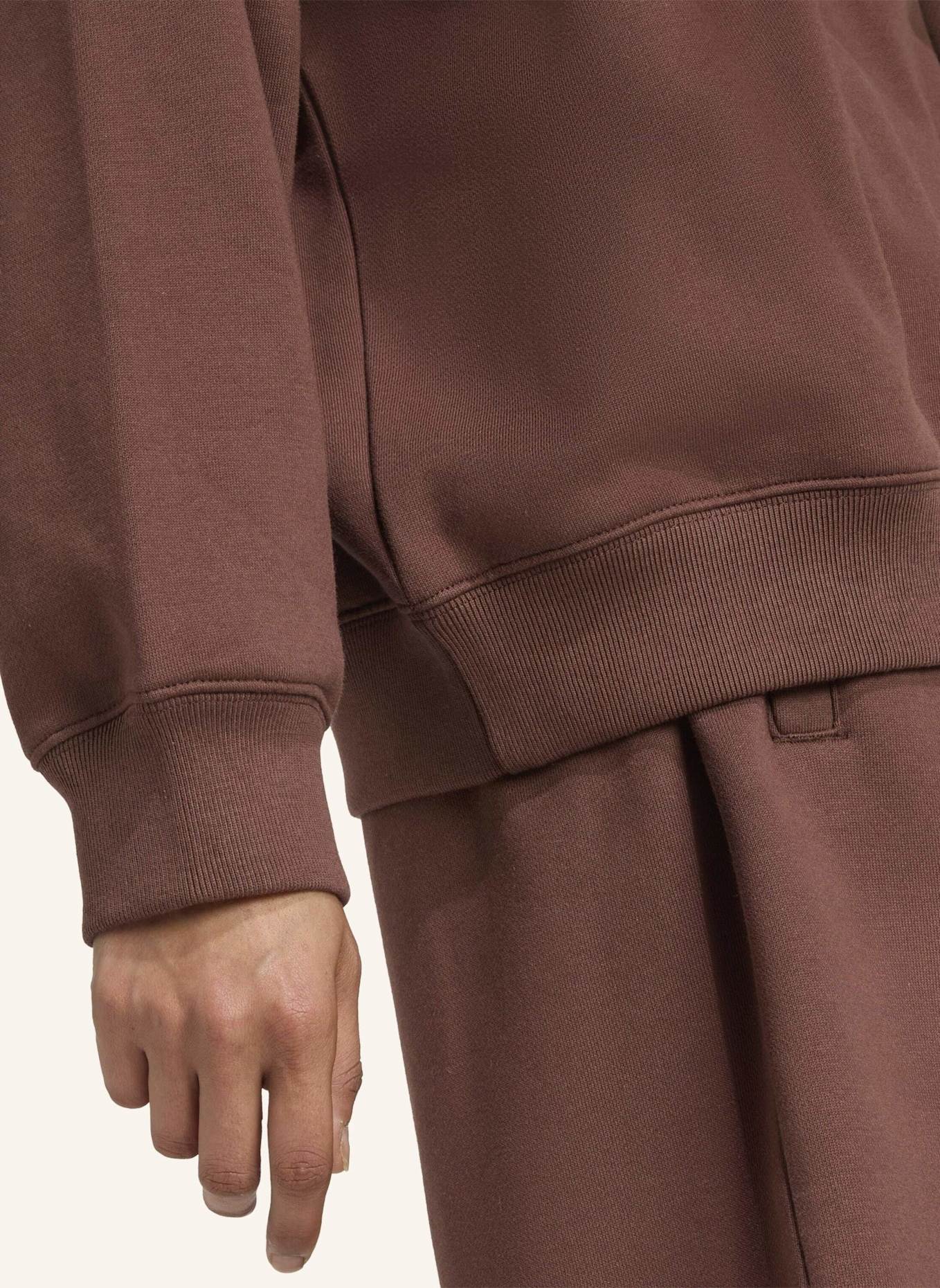 adidas Originals ESSENTIALS LINEAR QUARTER-ZIP OVERSIZED OBERTEIL: BRAUN