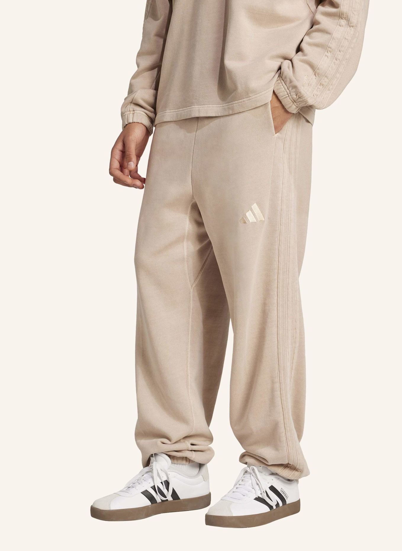 adidas ALL SZN FRENCH TERRY WASHED LOOSE HOSE: BEIGE
