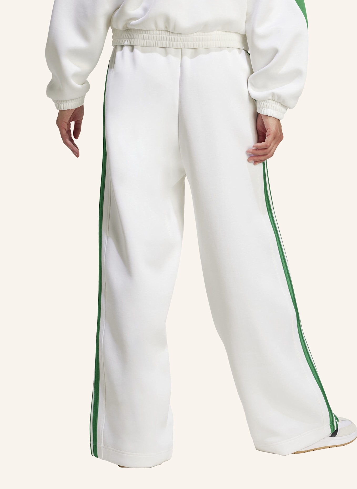 adidas STADIUM 3-STREIFEN TRAININGSHOSE: WEISS/ GRÜN