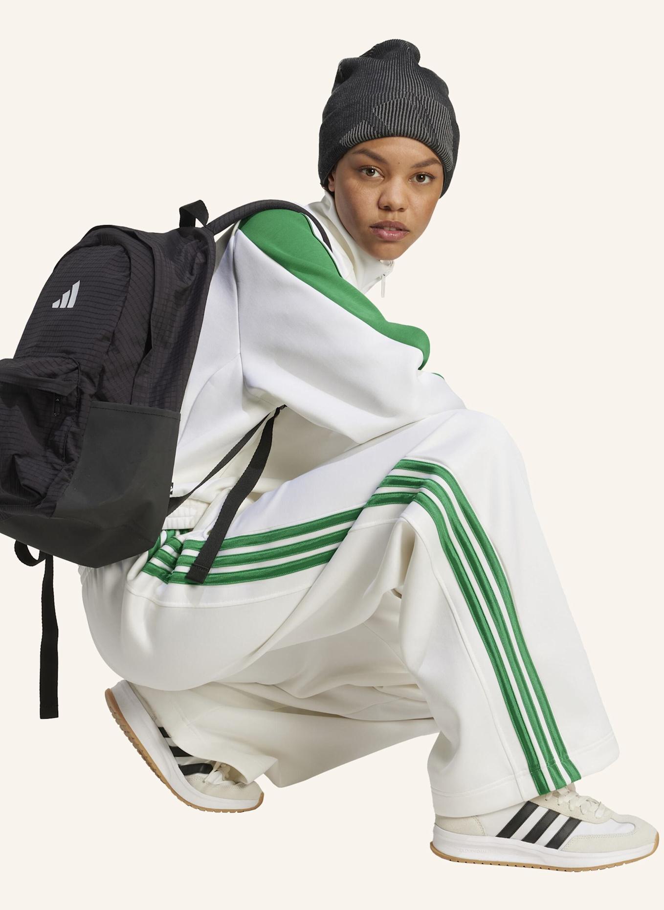 adidas STADIUM 3-STREIFEN TRAININGSHOSE: WEISS/ GRÜN