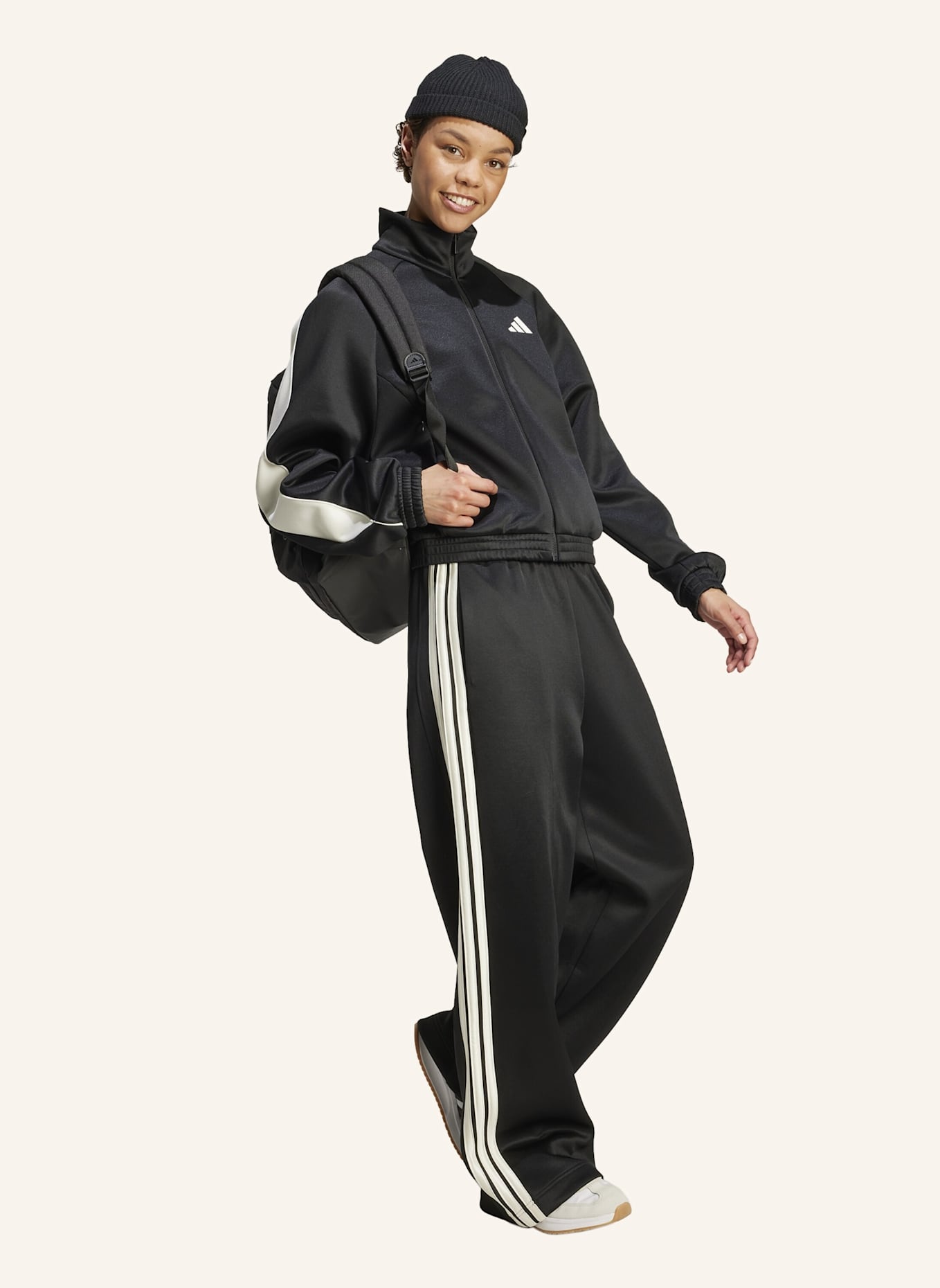 adidas STADIUM 3-STREIFEN TRAININGSHOSE: SCHWARZ/ WEISS