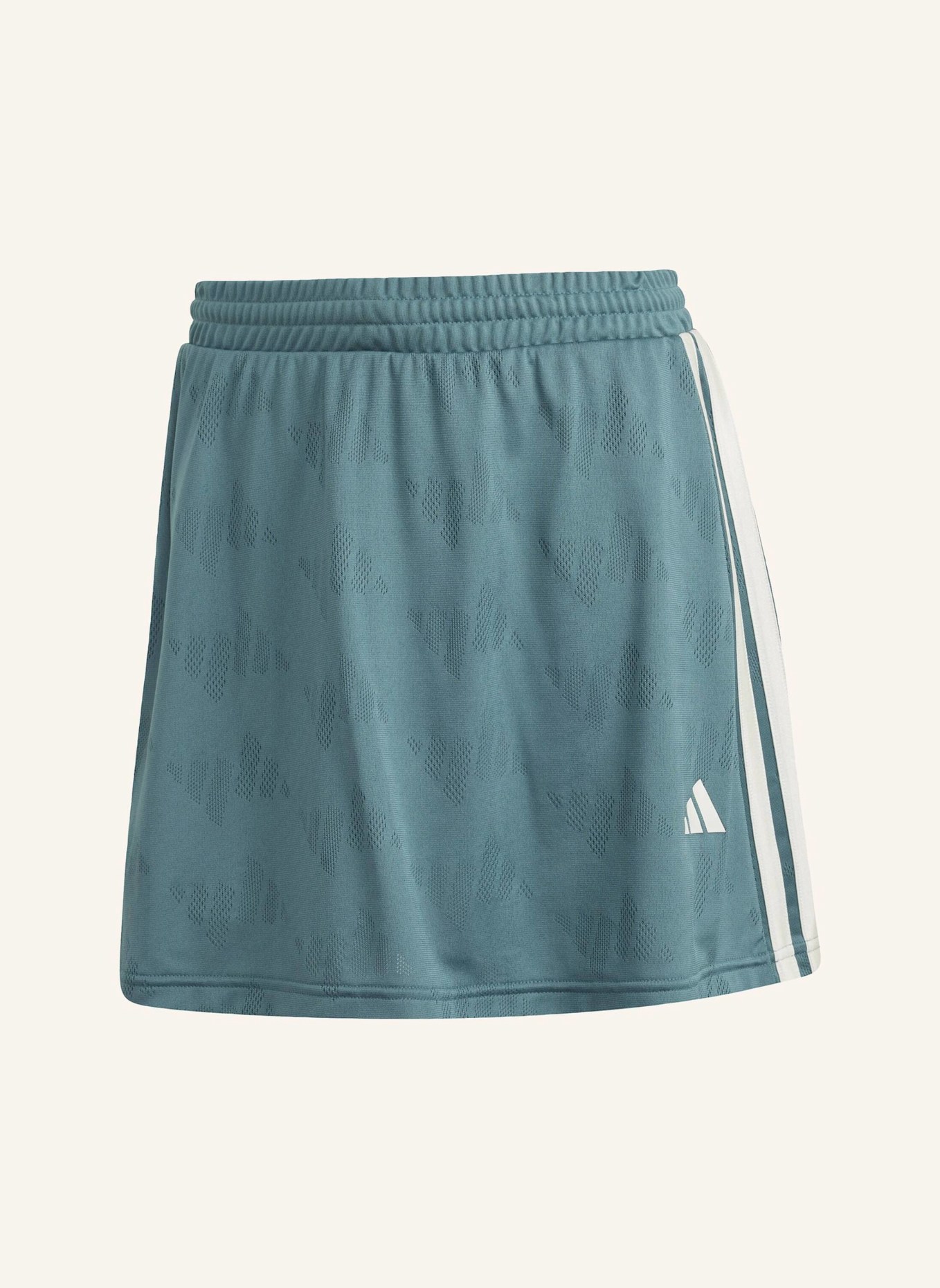 adidas STADIUM 3-STREIFEN TENNIS INSPIRIERTER JACQUARD-ROCK MIT SHORT: TÜRKIS/ WEISS