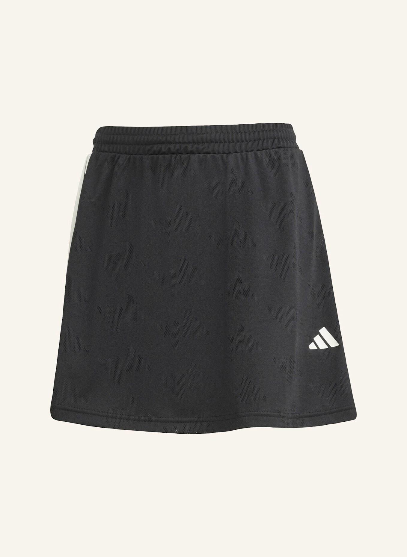 adidas STADIUM 3-STREIFEN TENNIS INSPIRIERTER JACQUARD-ROCK MIT SHORT: SCHWARZ/ WEISS