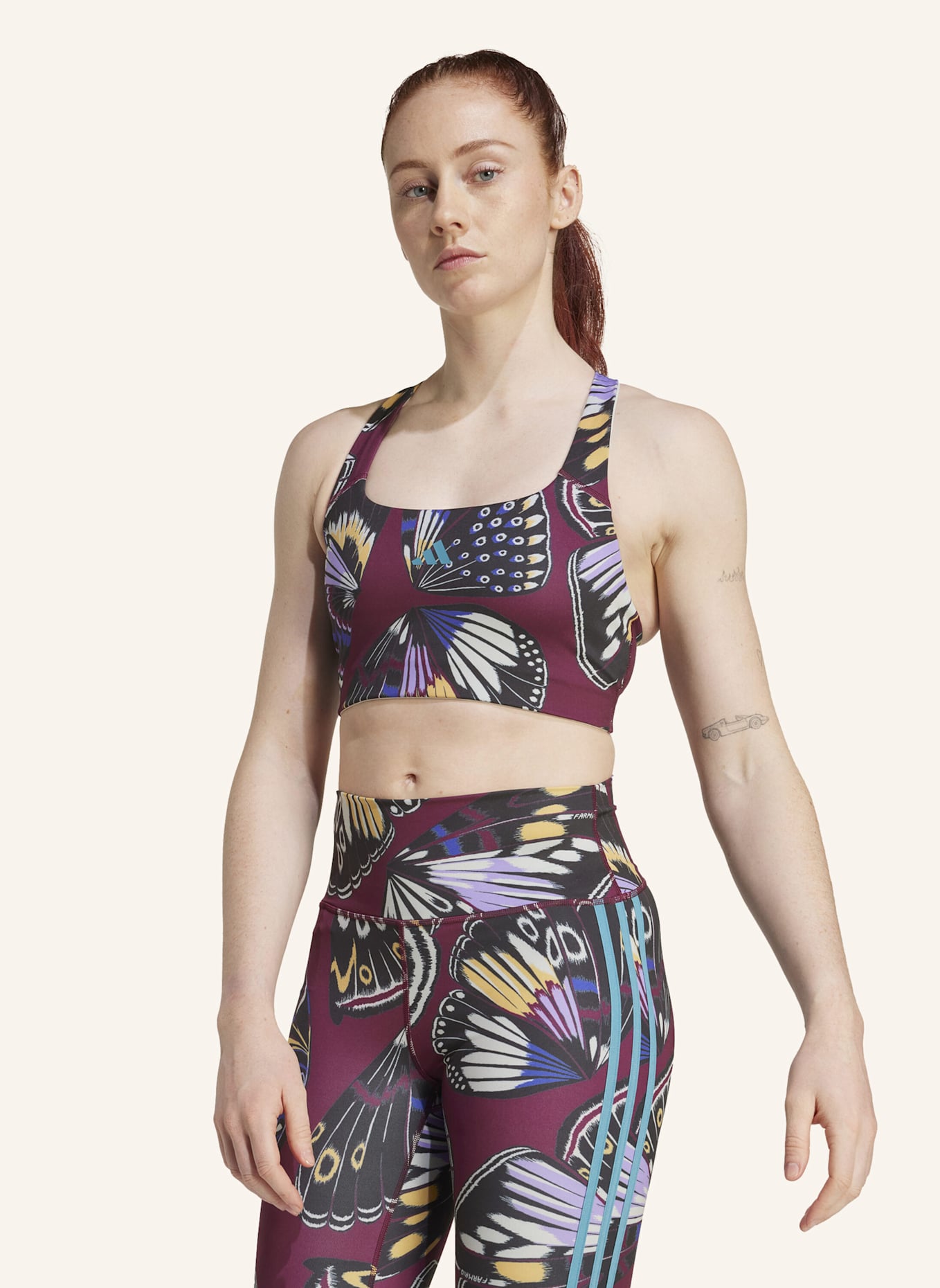 adidas ADIDAS X FARM MEDIUM SUPPORT BH: SCHWARZ/ ROT/ LILA