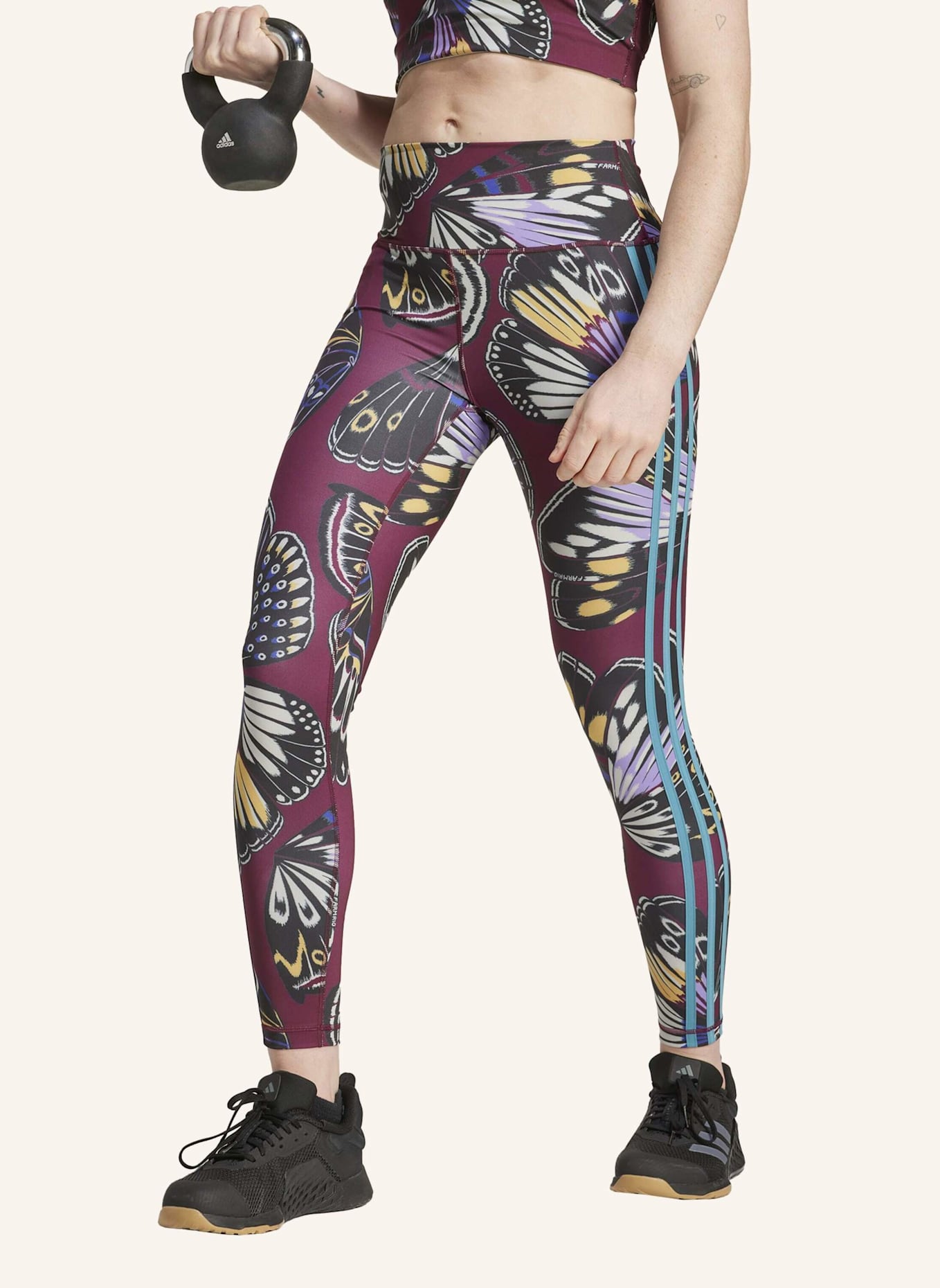 adidas ADIDAS X FARM 7/8 LEGGINGS: SCHWARZ/ ROT/ LILA