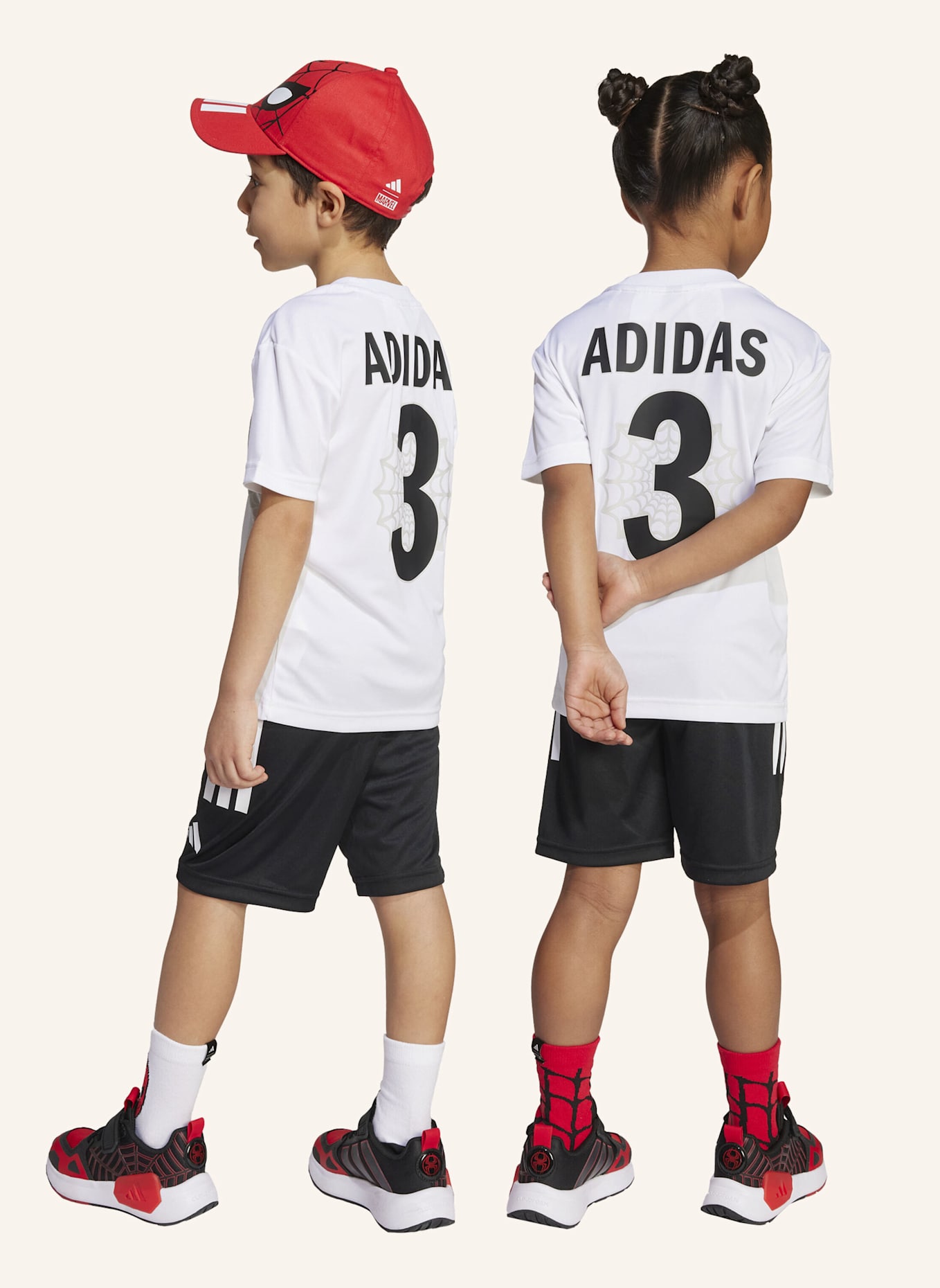 adidas MARVEL SPIDER-MAN T-SHIRT-SET FÜR KINDER: WEISS/ SCHWARZ