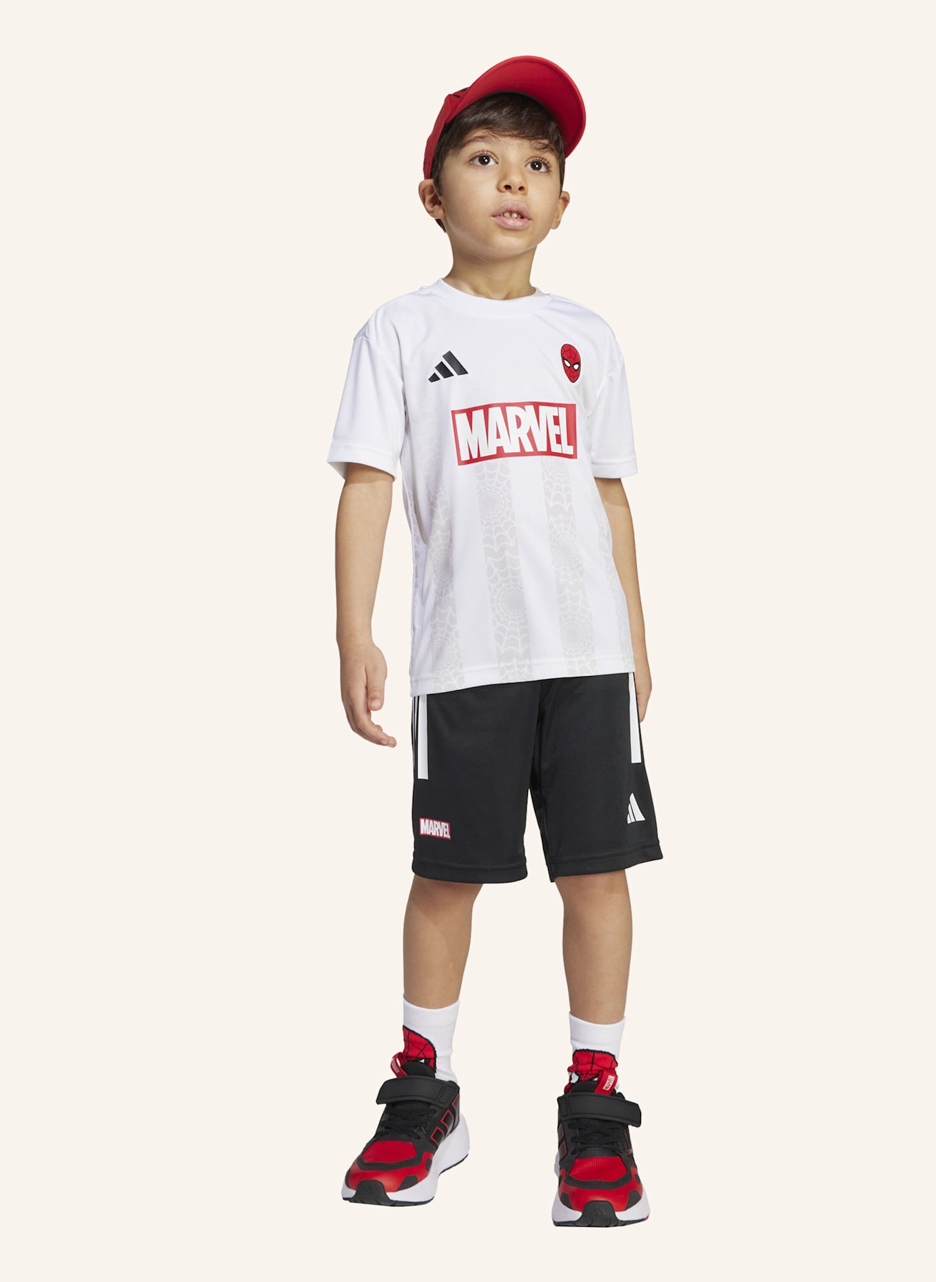 adidas MARVEL SPIDER-MAN T-SHIRT-SET FÜR KINDER: WEISS/ SCHWARZ
