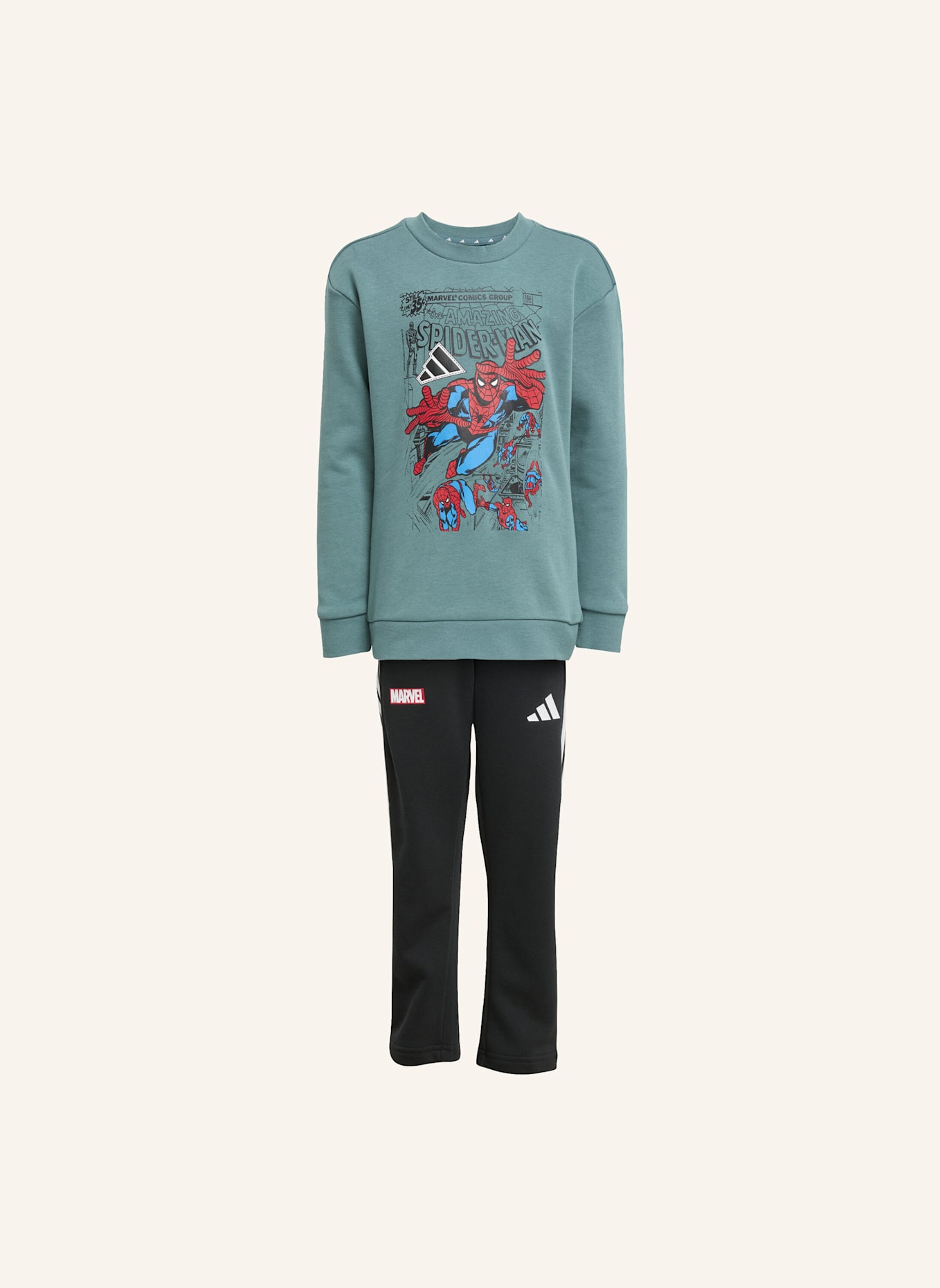 adidas MARVEL SPIDER-MAN JOGGINGHOSE KINDER: TÜRKIS/ WEISS