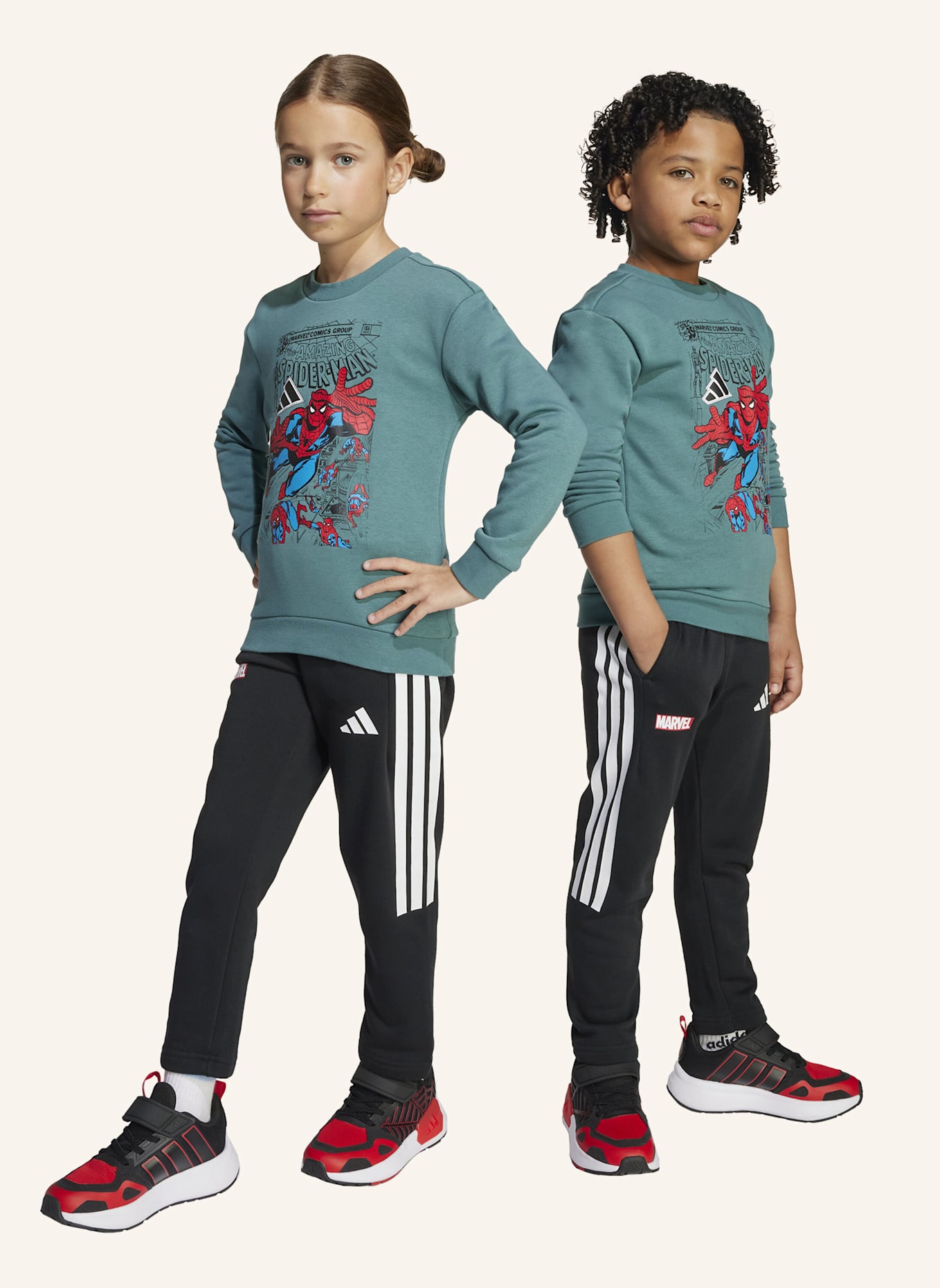 adidas MARVEL SPIDER-MAN JOGGINGHOSE KINDER: TÜRKIS/ WEISS