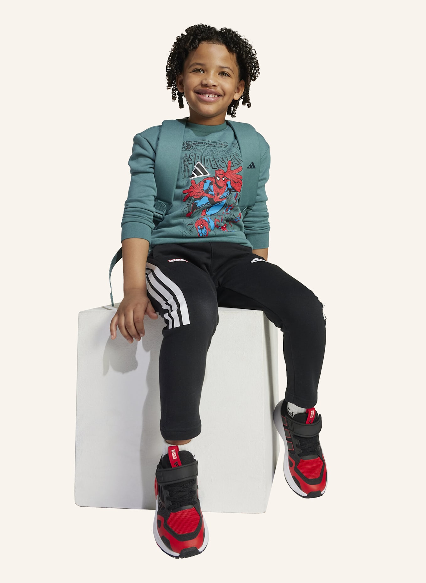 adidas MARVEL SPIDER-MAN JOGGINGHOSE KINDER: TÜRKIS/ WEISS