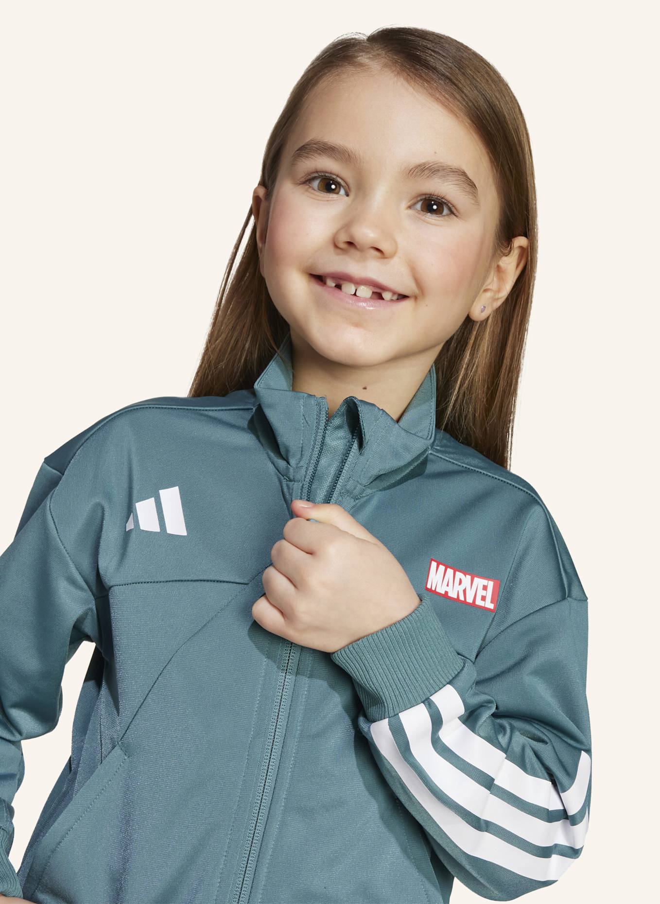 adidas MARVEL SPIDER-MAN TRAININGSANZUG KINDER: TÜRKIS/ WEISS