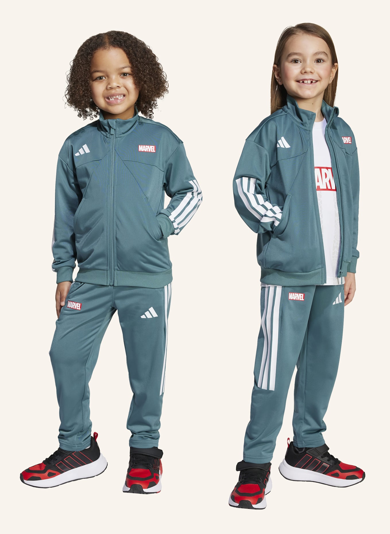 adidas MARVEL SPIDER-MAN TRAININGSANZUG KINDER: TÜRKIS/ WEISS