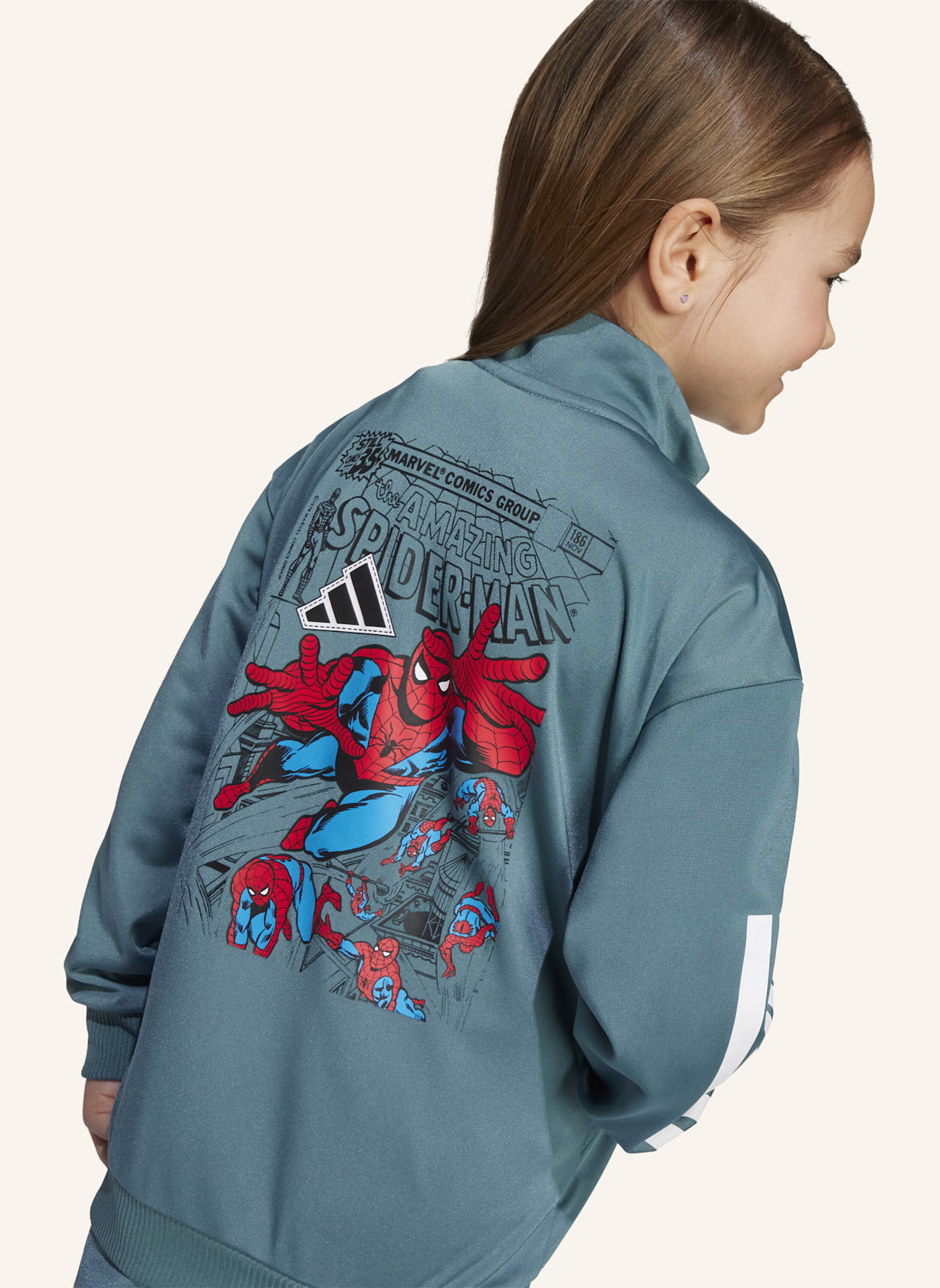 adidas MARVEL SPIDER-MAN TRAININGSANZUG KINDER: TÜRKIS/ WEISS